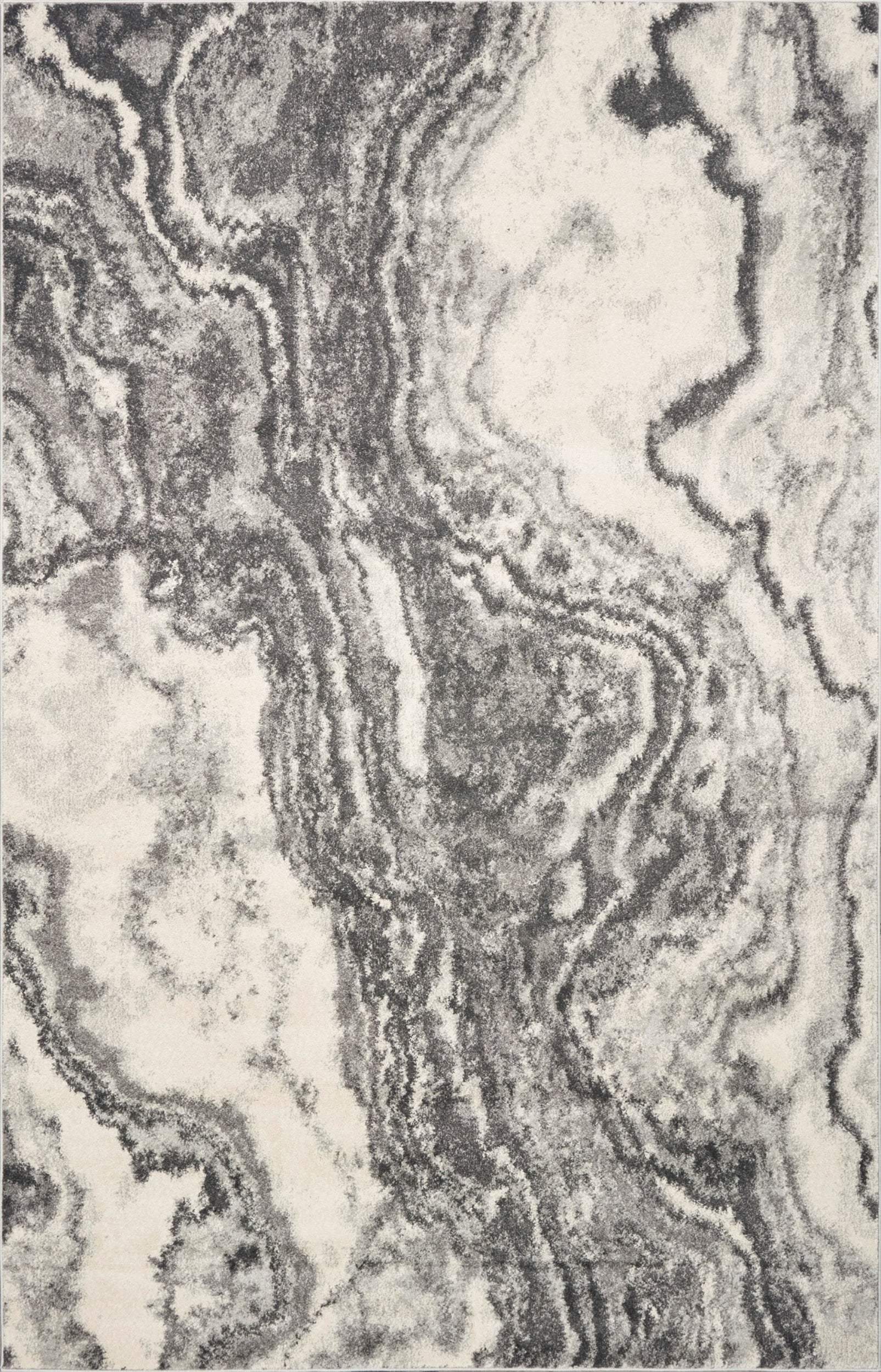5' X 8' Ivory Grey Machine Woven Marble Indoor Area Rug - Image 2