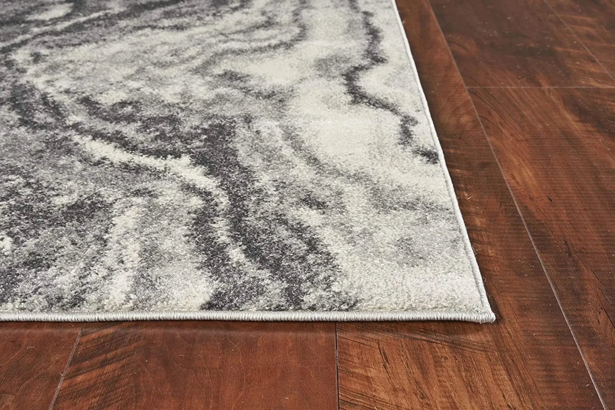 5' X 8' Ivory Grey Machine Woven Marble Indoor Area Rug - Image 3