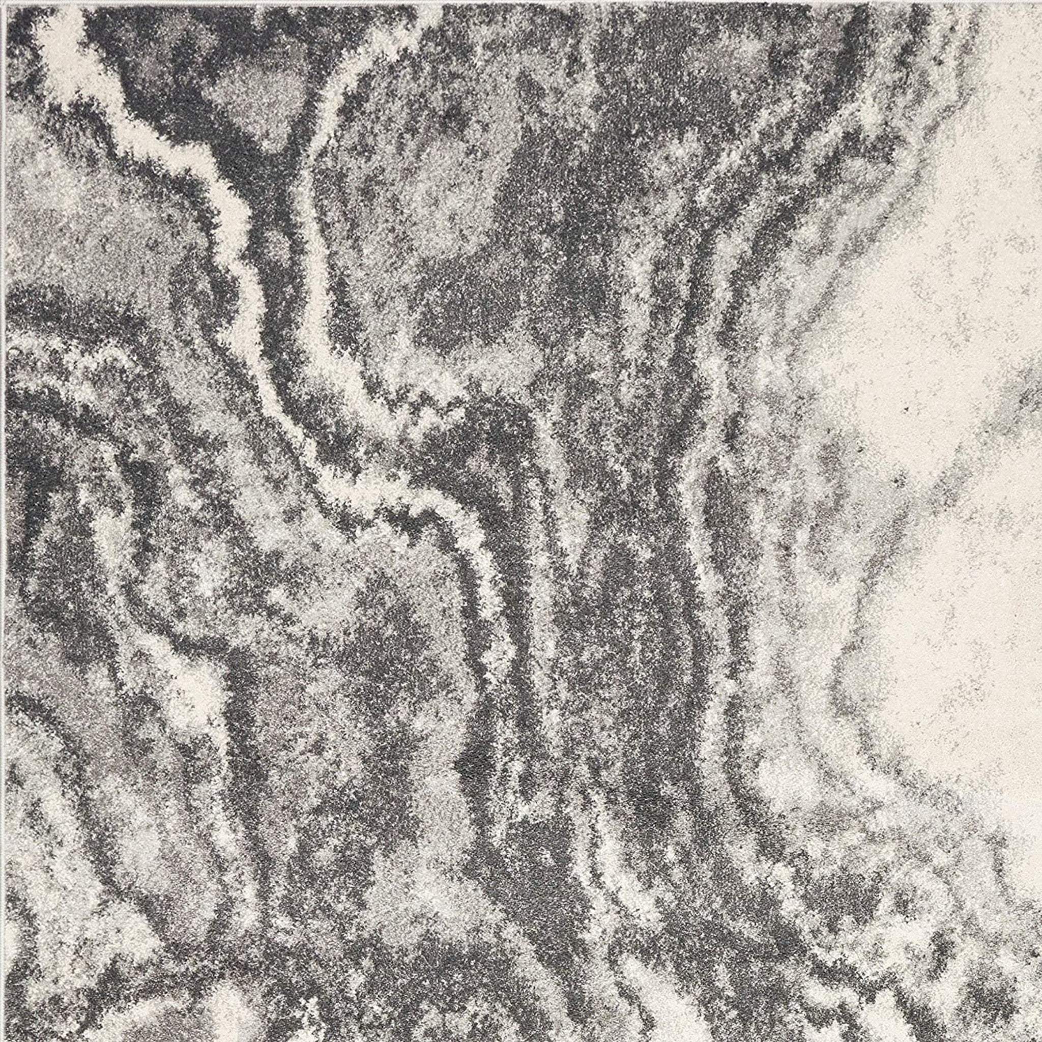 5' X 8' Ivory Grey Machine Woven Marble Indoor Area Rug - Image 4