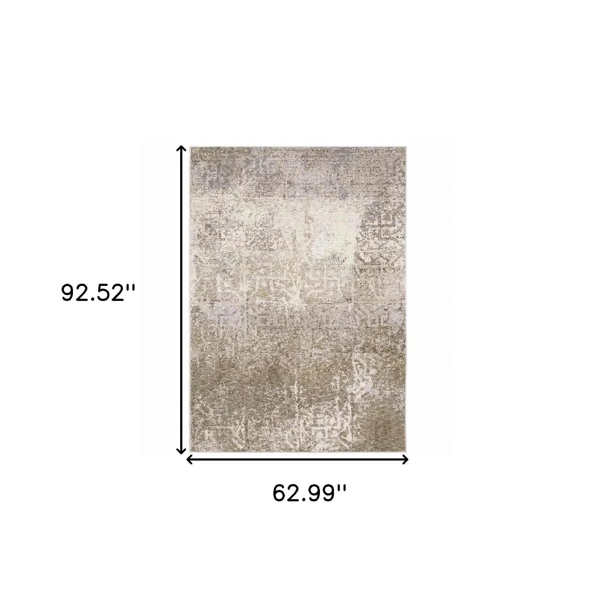 5' X 8' Ivory Grey Tan Brown And Beige Abstract Power Loom Stain Resistant Area Rug - Image 3