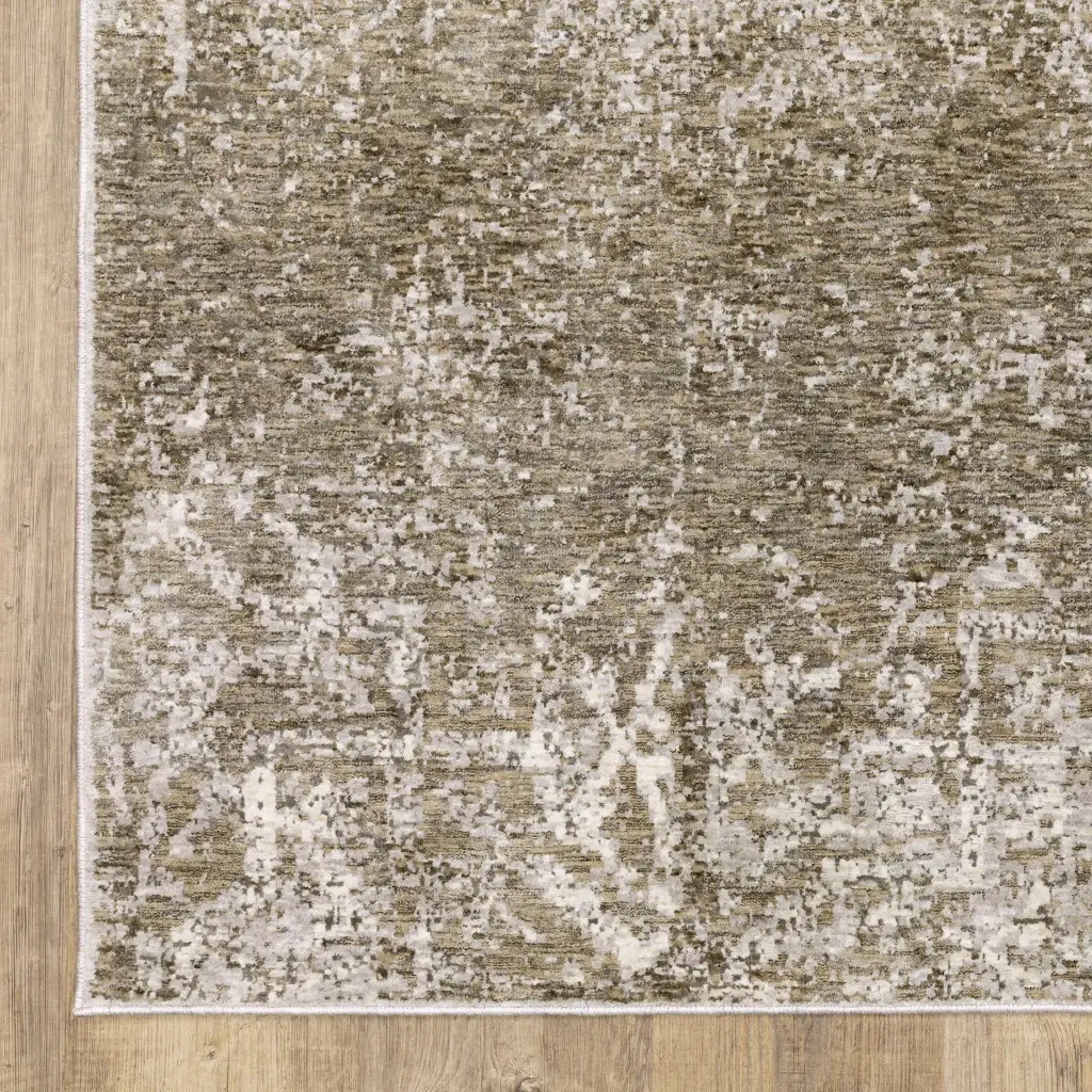 5' X 8' Ivory Grey Tan Brown And Beige Abstract Power Loom Stain Resistant Area Rug - Image 4