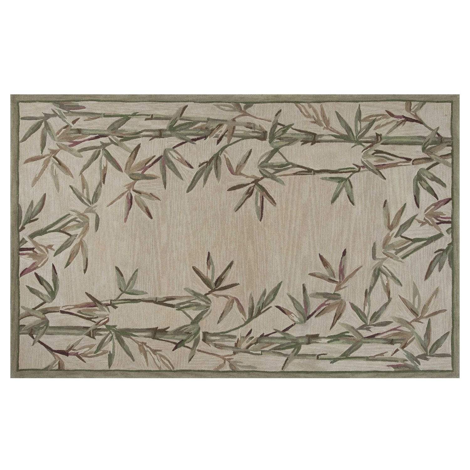 5' X 8' Ivory Hand Tufted Bordered Bamboo Indoor Area Rug - Image 4