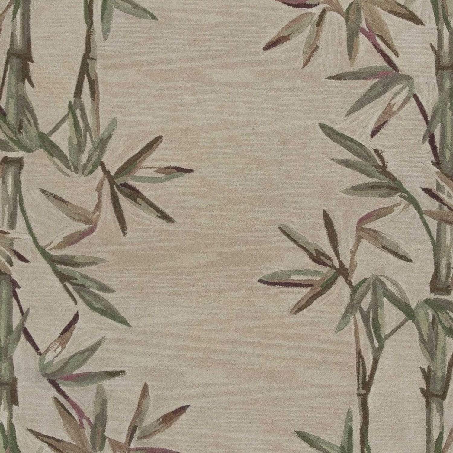 5' X 8' Ivory Hand Tufted Bordered Bamboo Indoor Area Rug - Image 5