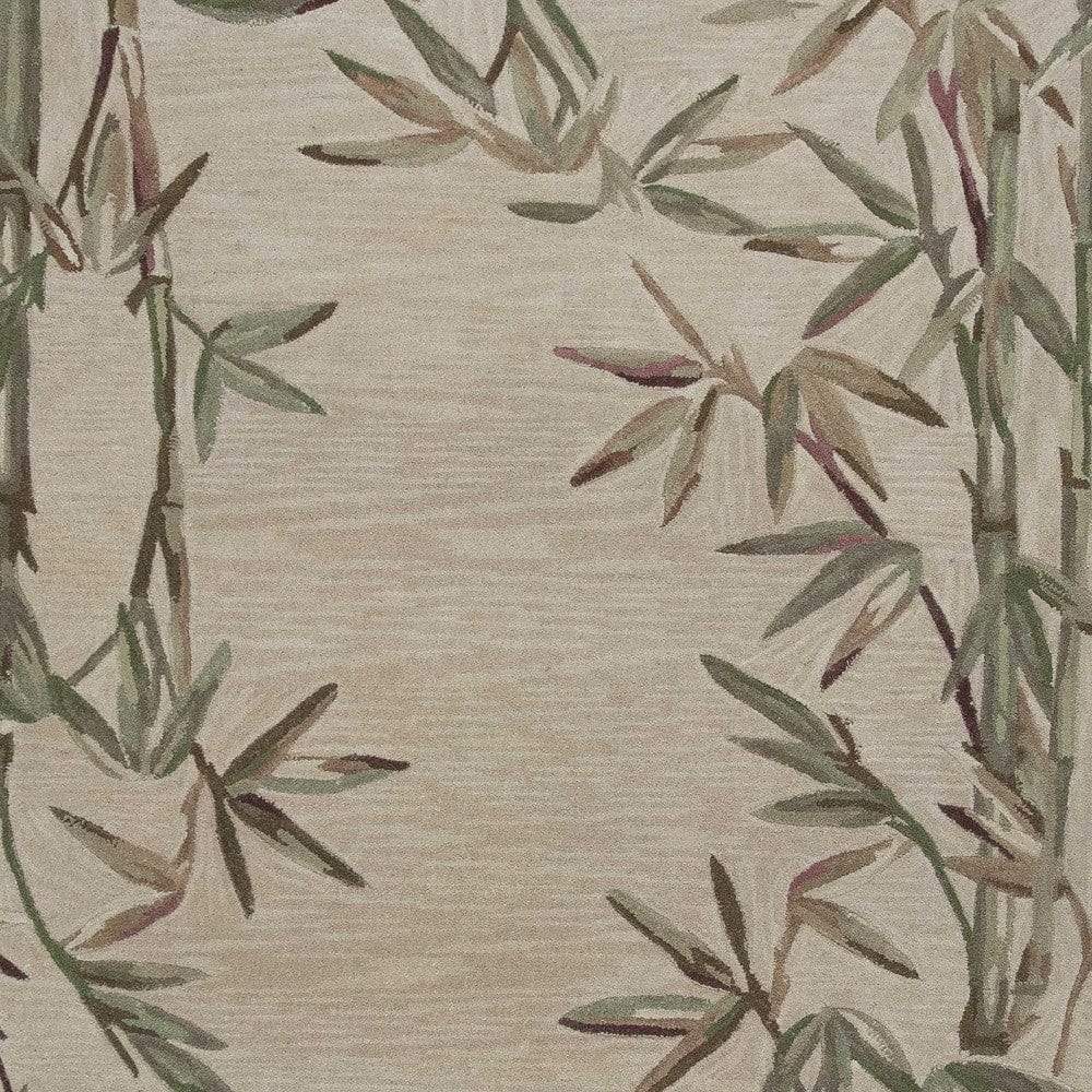 5' X 8' Ivory Hand Tufted Bordered Bamboo Indoor Area Rug - Image 6