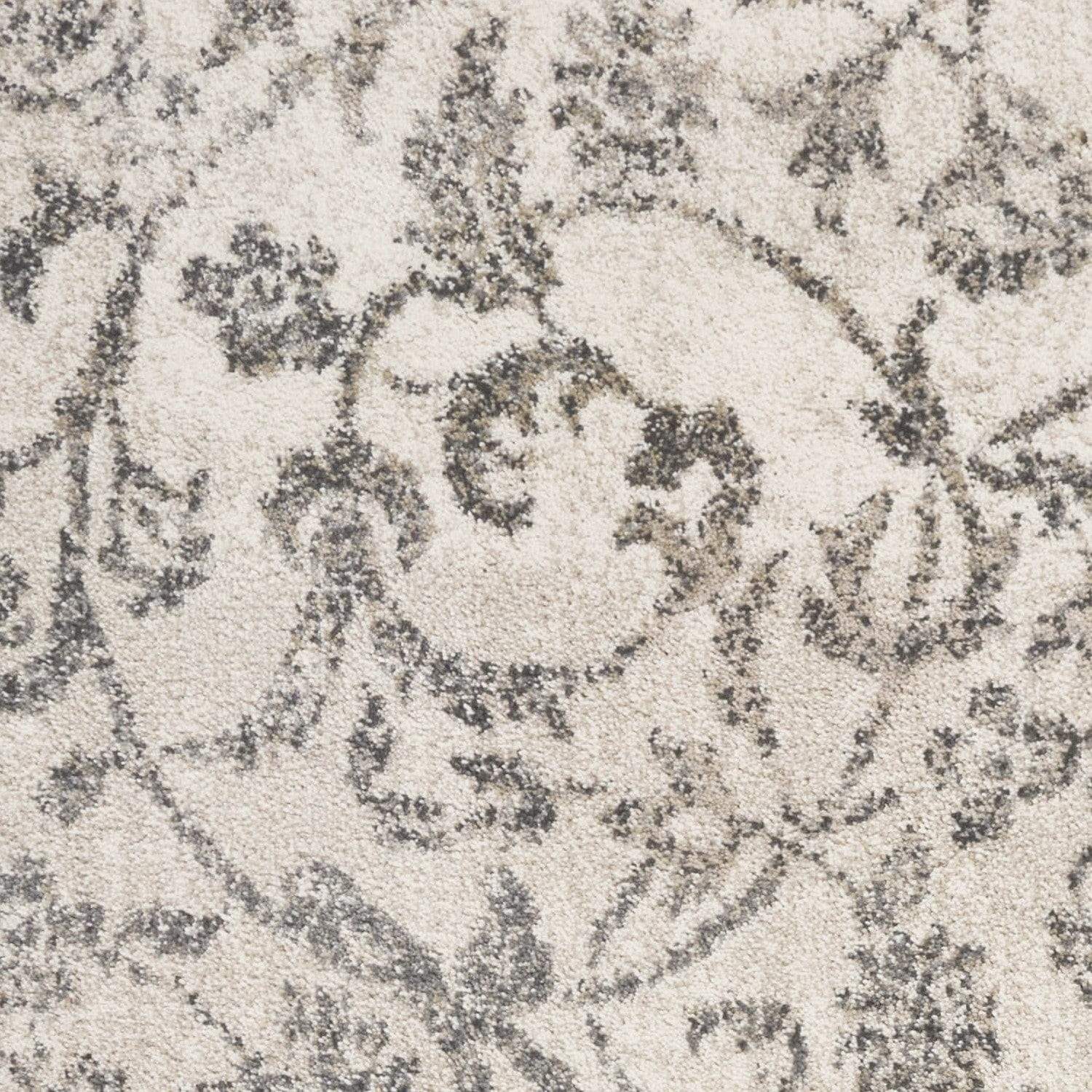 5' X 8' Ivory Machine Woven Distressed Traditional Floral Vines Indoor Area Rugg - Image 5