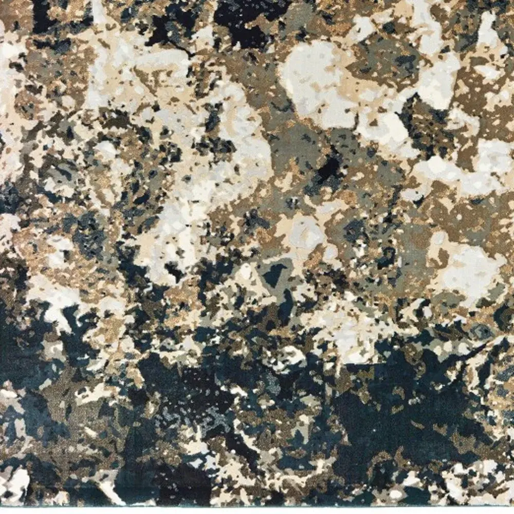 5' X 8' Ivory Navy Abstract Marble Indoor Area Rug - Image 3