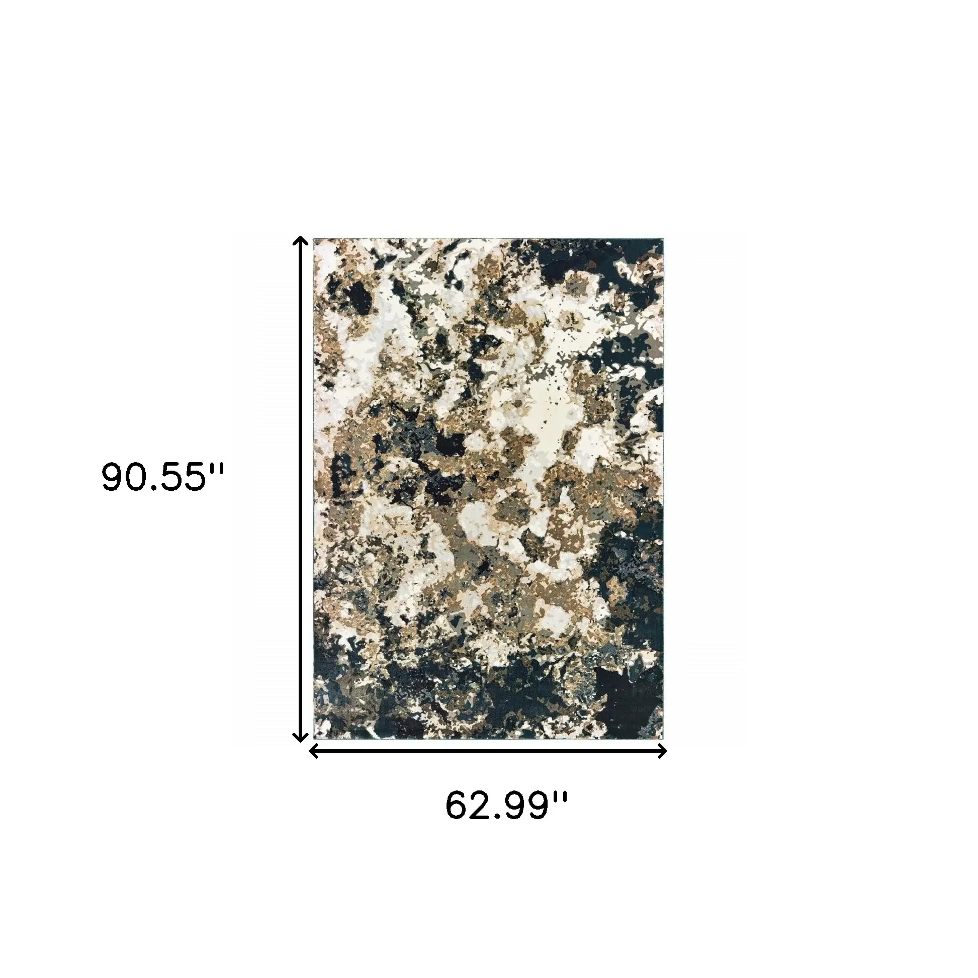 5' X 8' Ivory Navy Abstract Marble Indoor Area Rug - Image 6