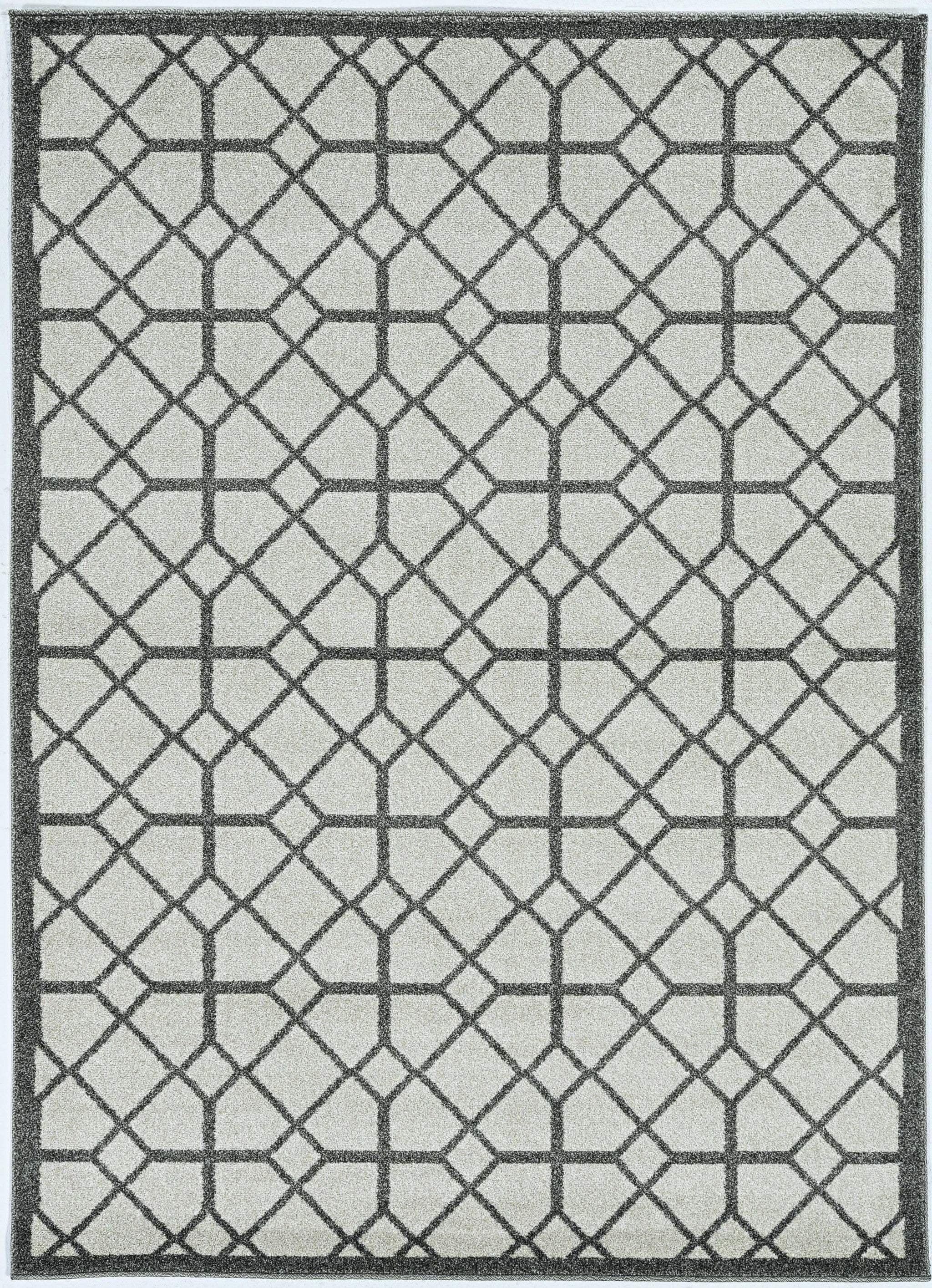 5' X 8'  Ivory Or Grey Geometric Tiles Area Rug - Image 2