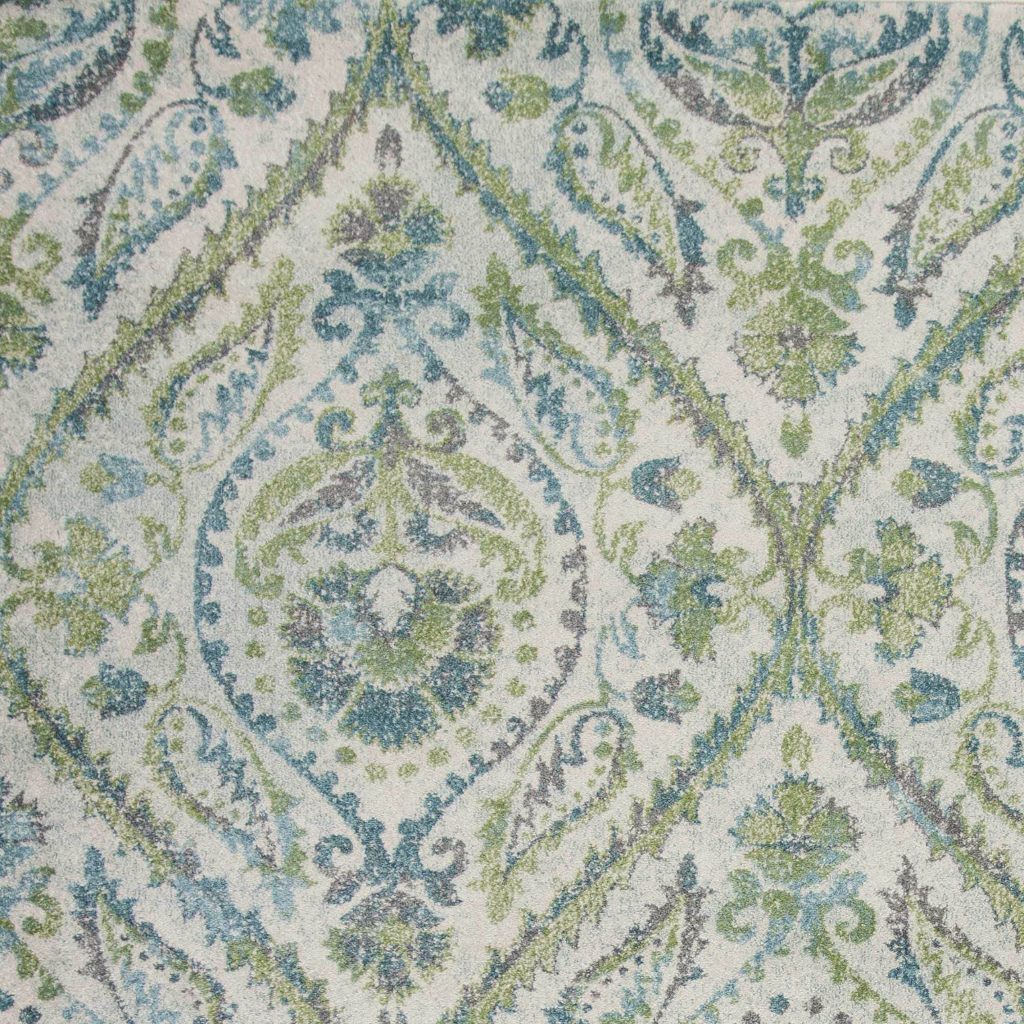 5' X 8' Ivory Or Teal Tropical Parisian Indoor Area Rug - Image 3