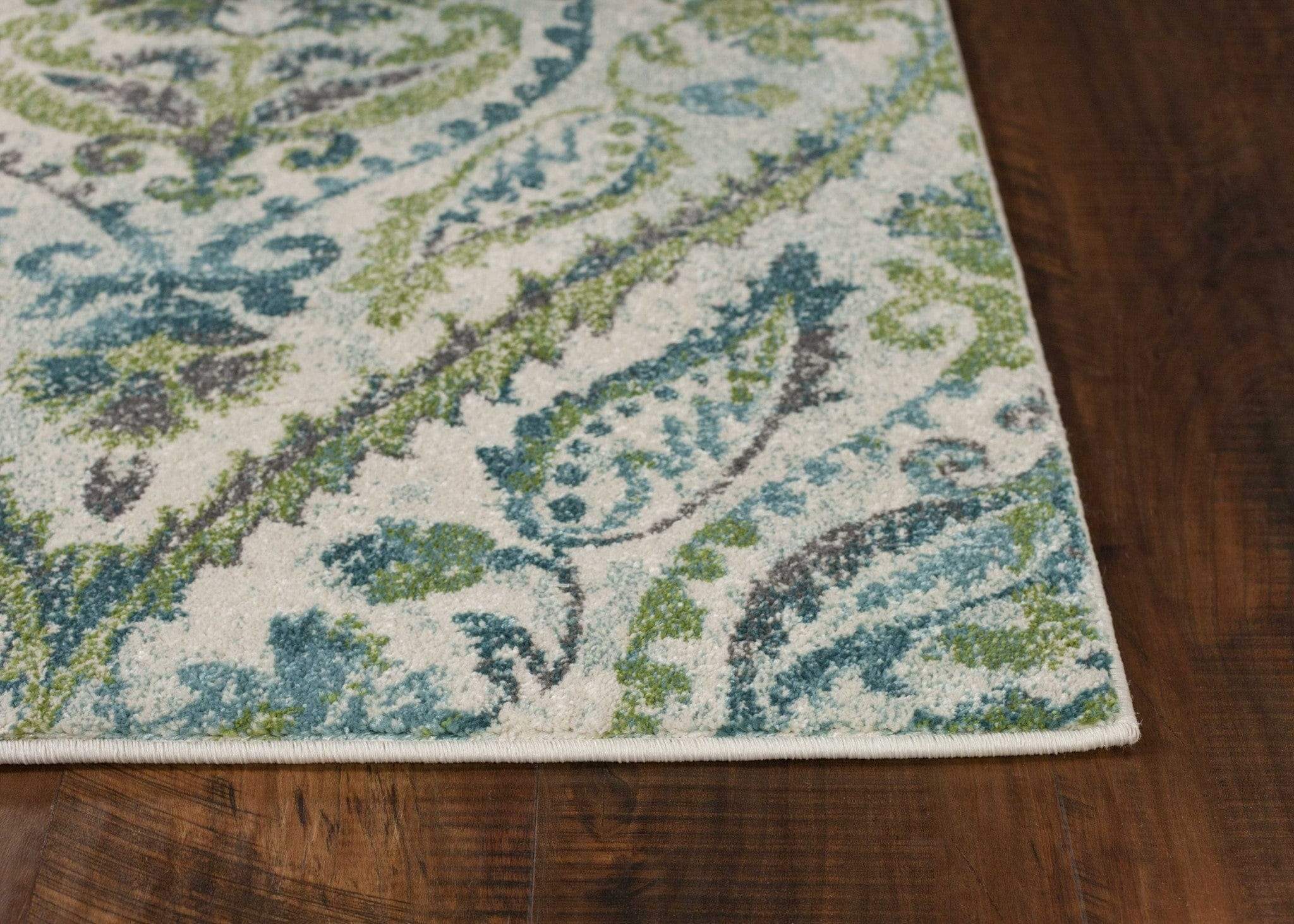 5' X 8' Ivory Or Teal Tropical Parisian Indoor Area Rug - Image 4