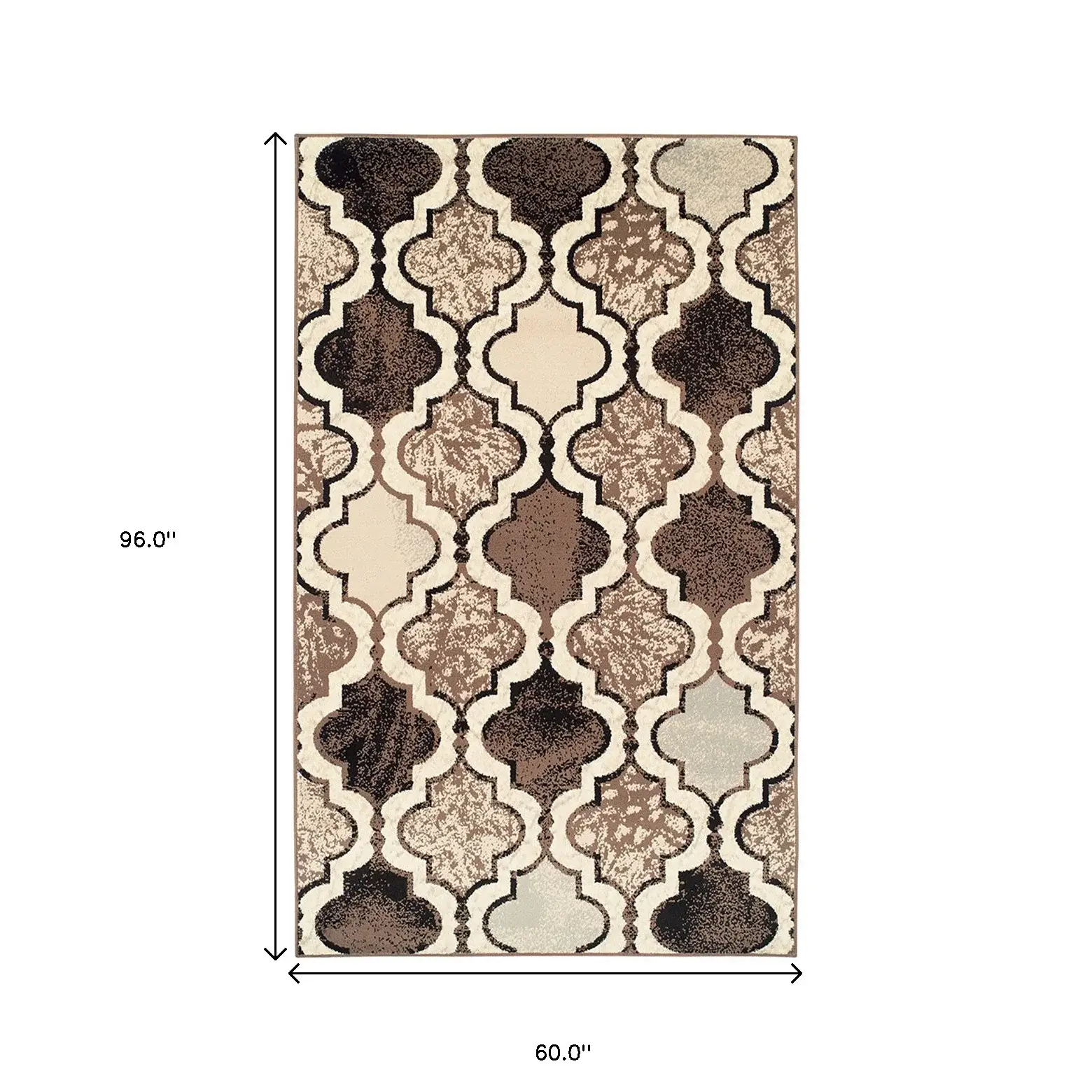 5' X 8' Ivory Quatrefoil Power Loom Distressed Stain Resistant Area Rug - Image 7