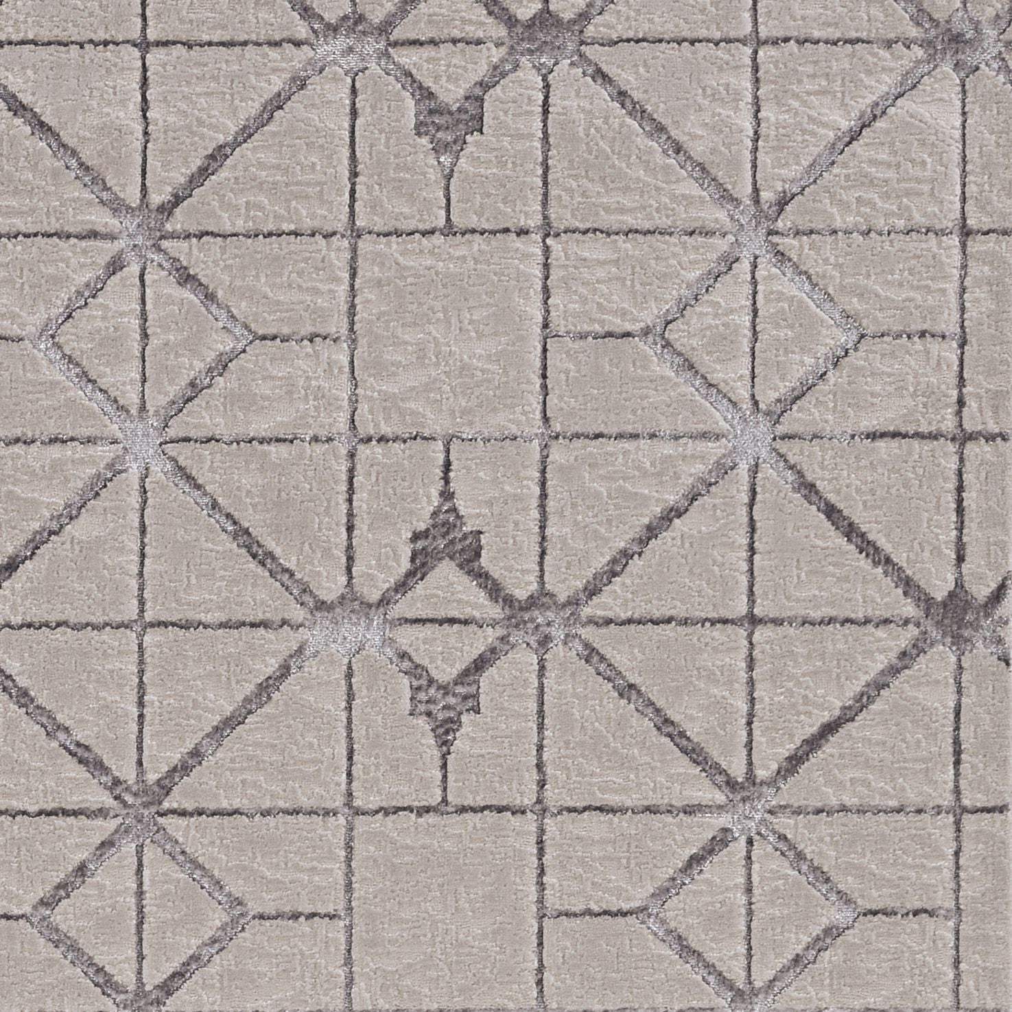 5' X 8' Ivory Silver Machine Woven Geometric Indoor Area Rug - Image 3