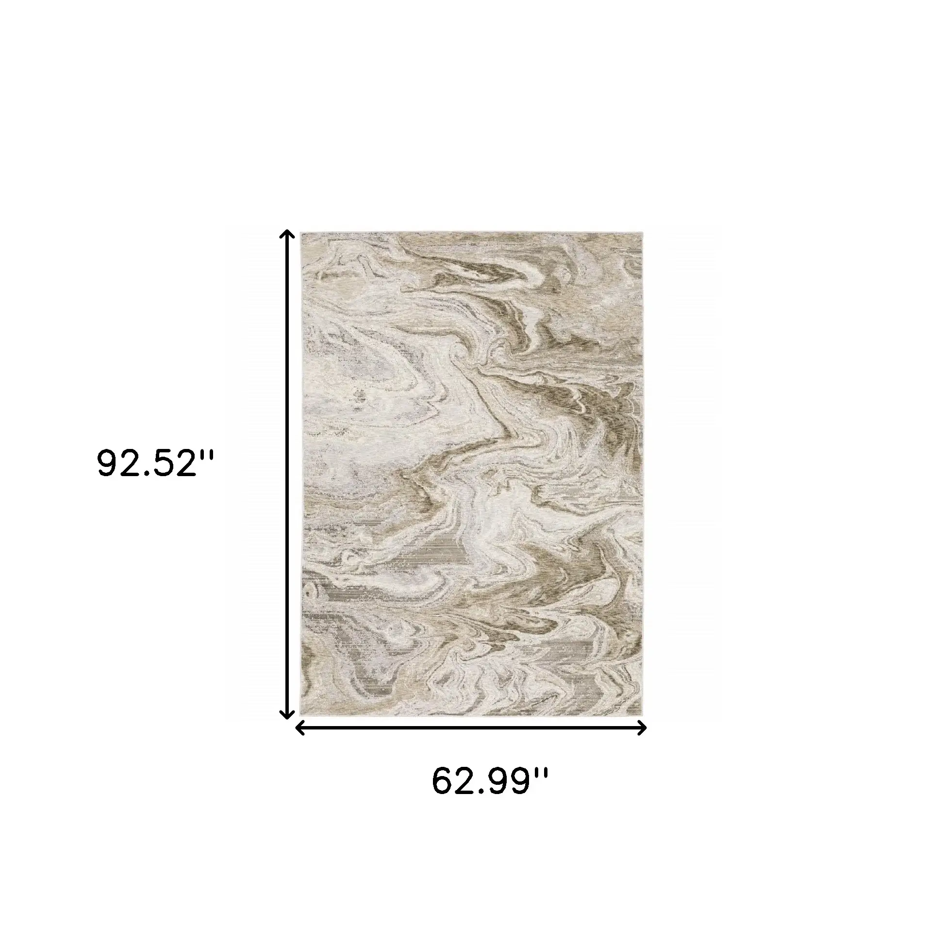 5' X 8' Ivory Tan Beige Grey And Brown Abstract Power Loom Stain Resistant Area Rug - Image 3