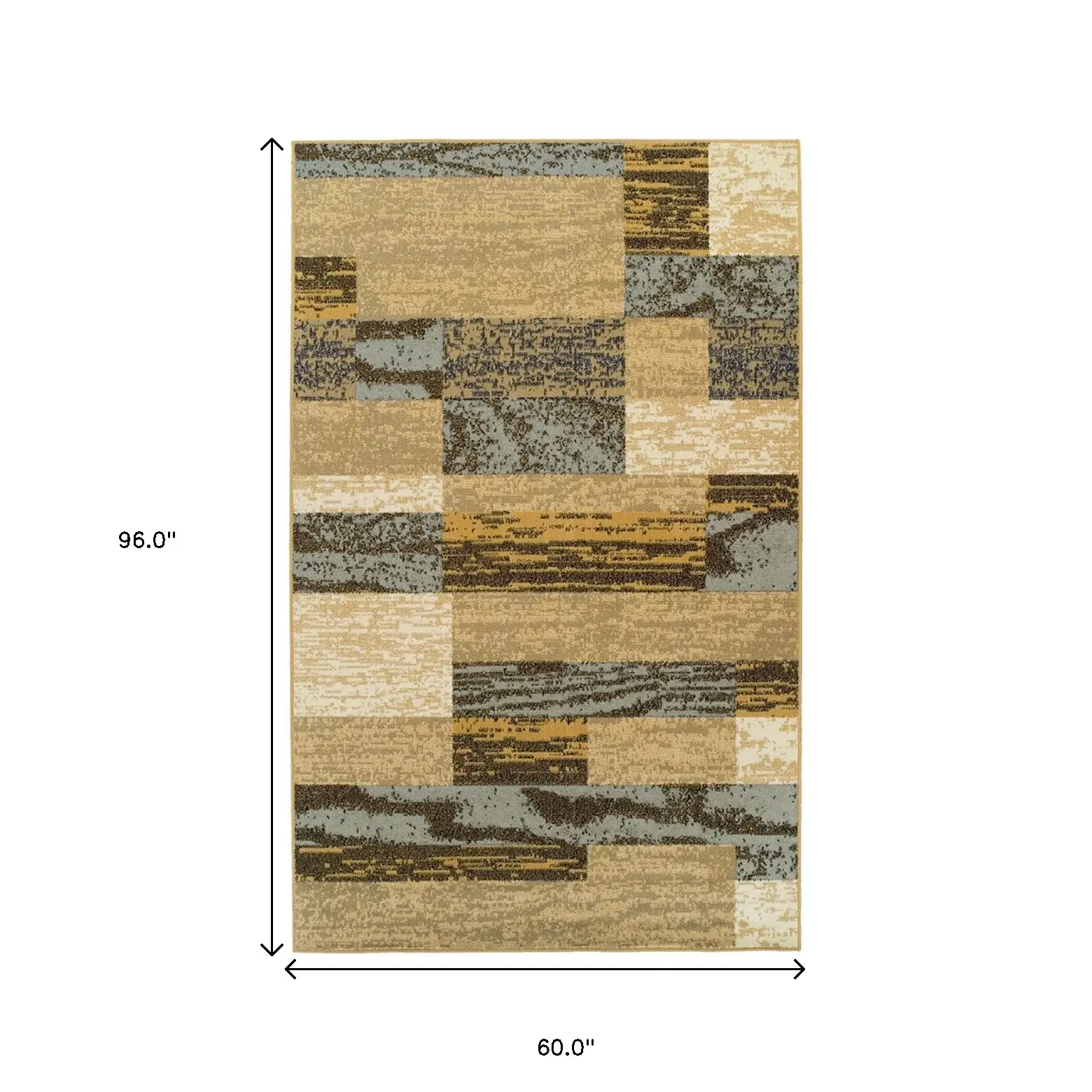 5' X 8' Light Blue And Beige Patchwork Power Loom Stain Resistant Area Rug - Image 2