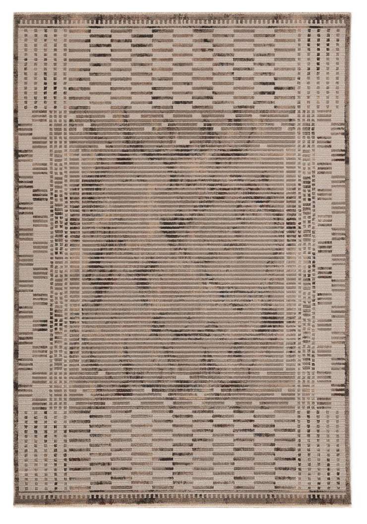 5' X 8' Natural Brown Machine Woven Abstract Lines Indoor Area Rug - Image 2