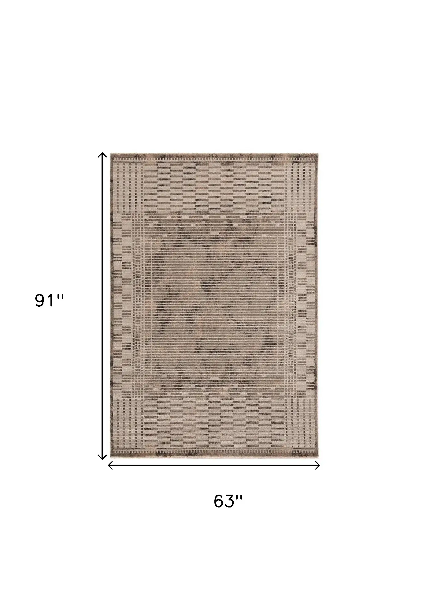 5' X 8' Natural Brown Machine Woven Abstract Lines Indoor Area Rug - Image 3