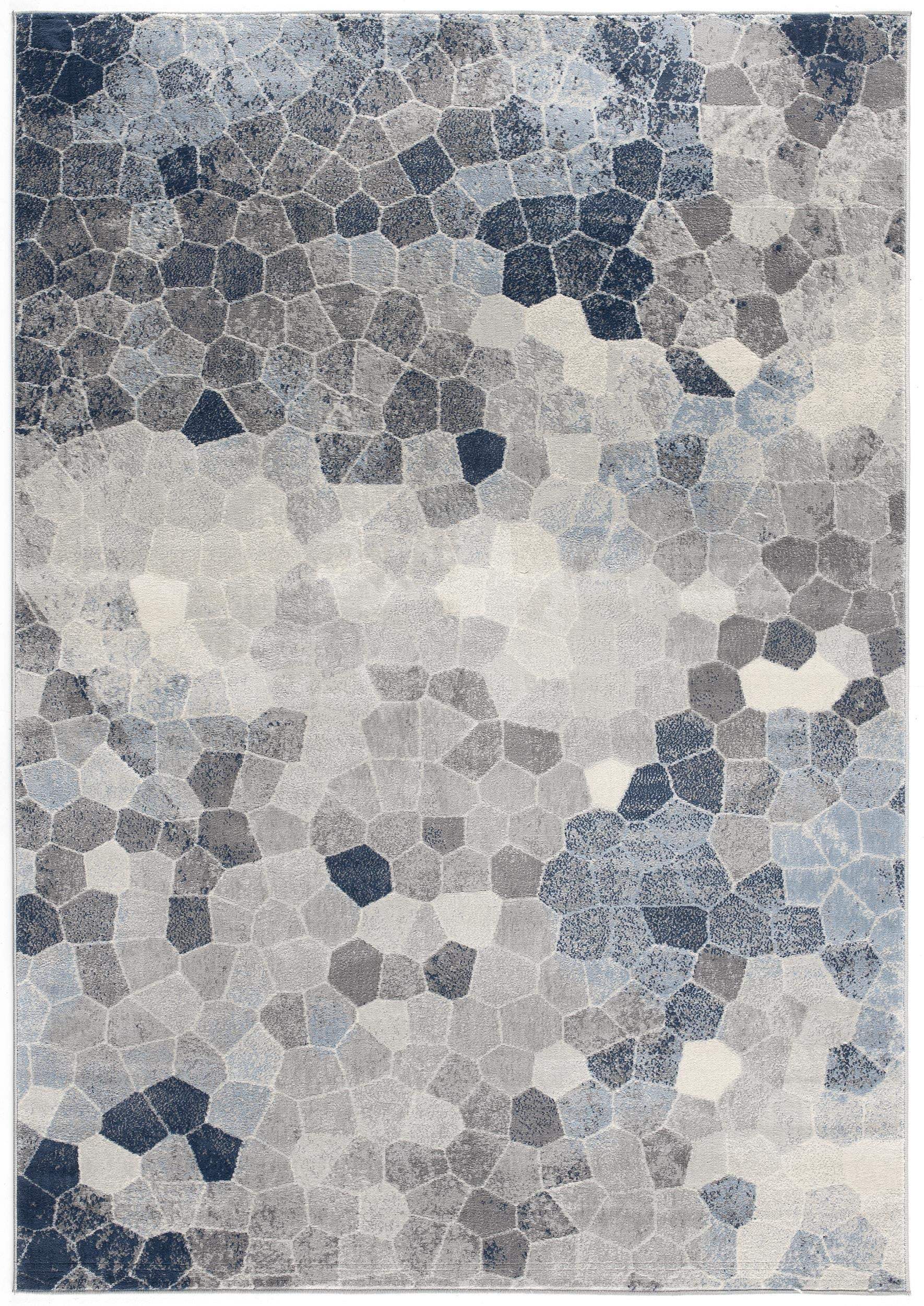 5' X 8' Navy Blue Cobblestone Pattern Area Rug