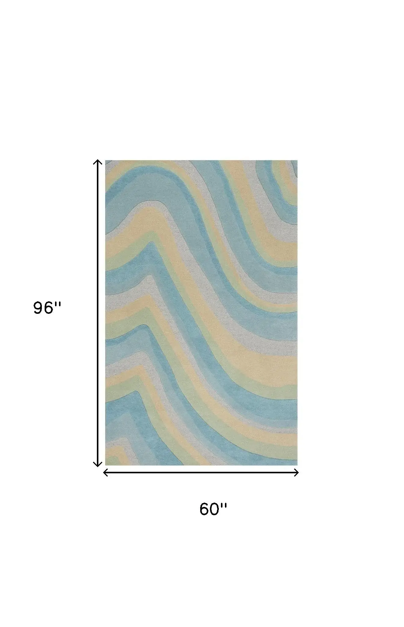 5' X 8' Ocean Blue Beige Hand Tufted Abstract Waves Indoor Area Rug - Image 3