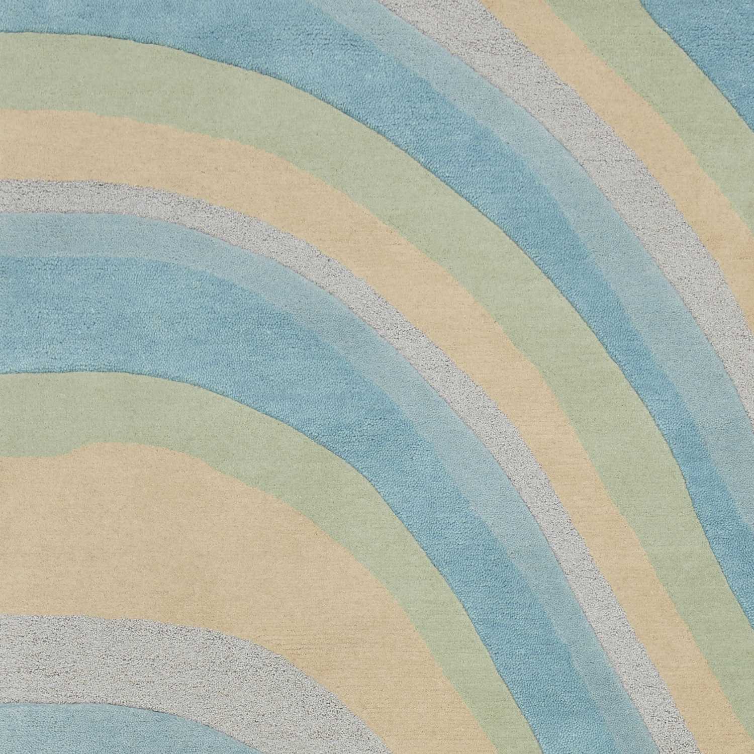 5' X 8' Ocean Blue Beige Hand Tufted Abstract Waves Indoor Area Rug - Image 5