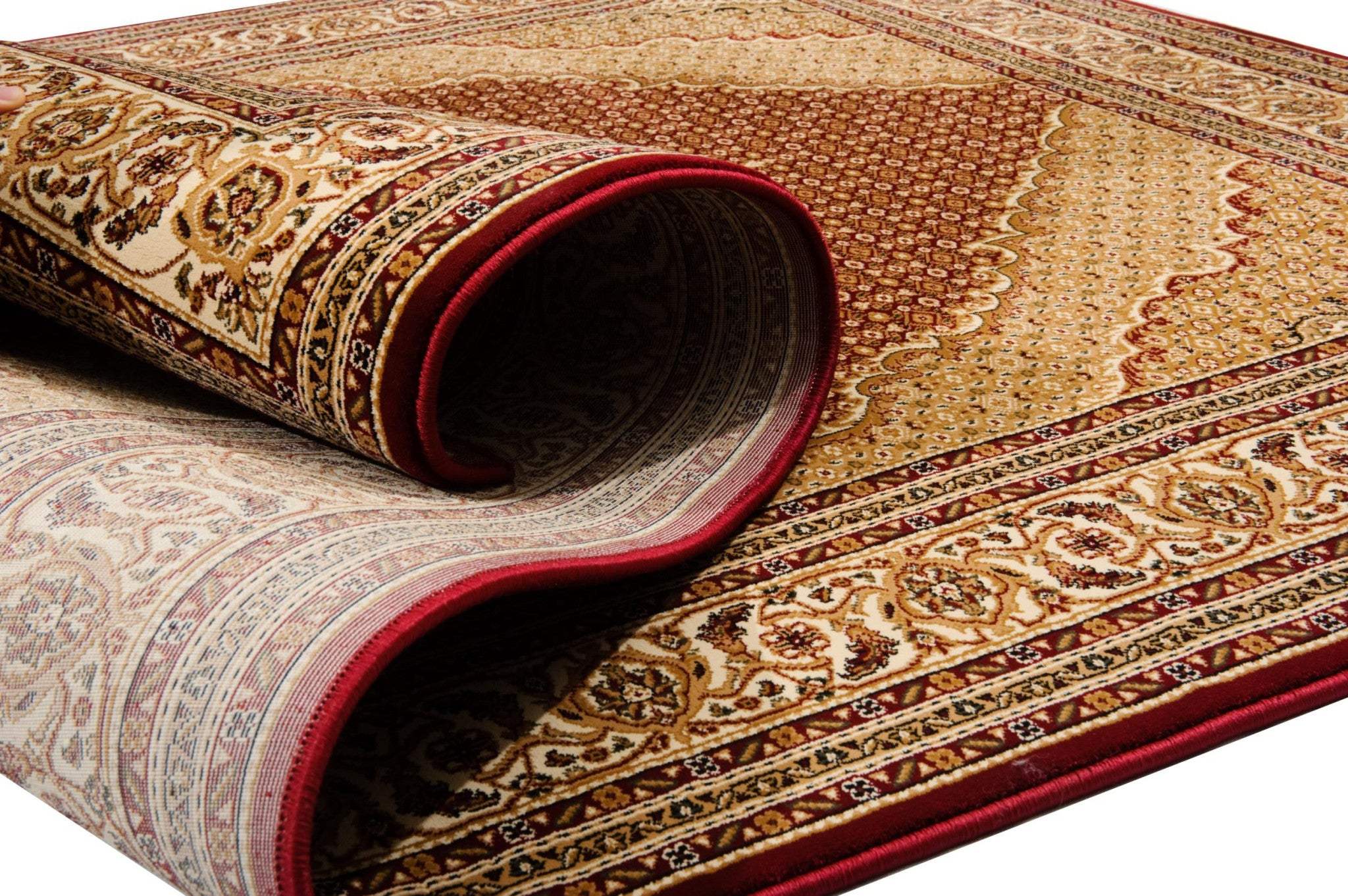 5' X 8' Red and Beige Oriental Power Loom Area Rug - Image 6