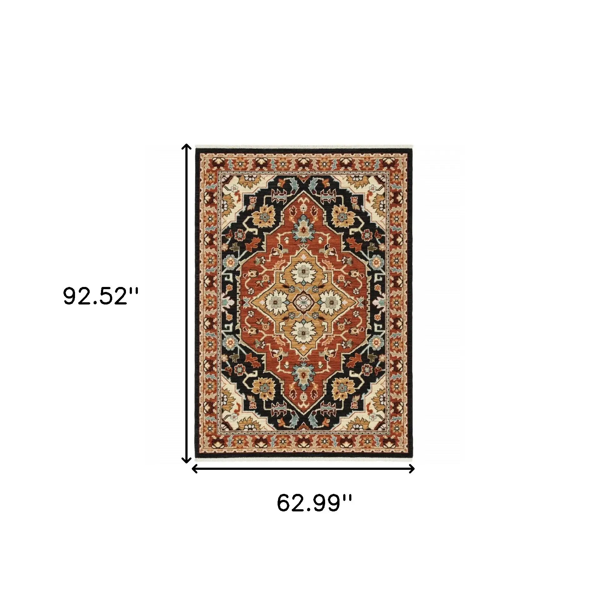 5' X 8' Red and Black Oriental Power Loom Area Rug - Image 3