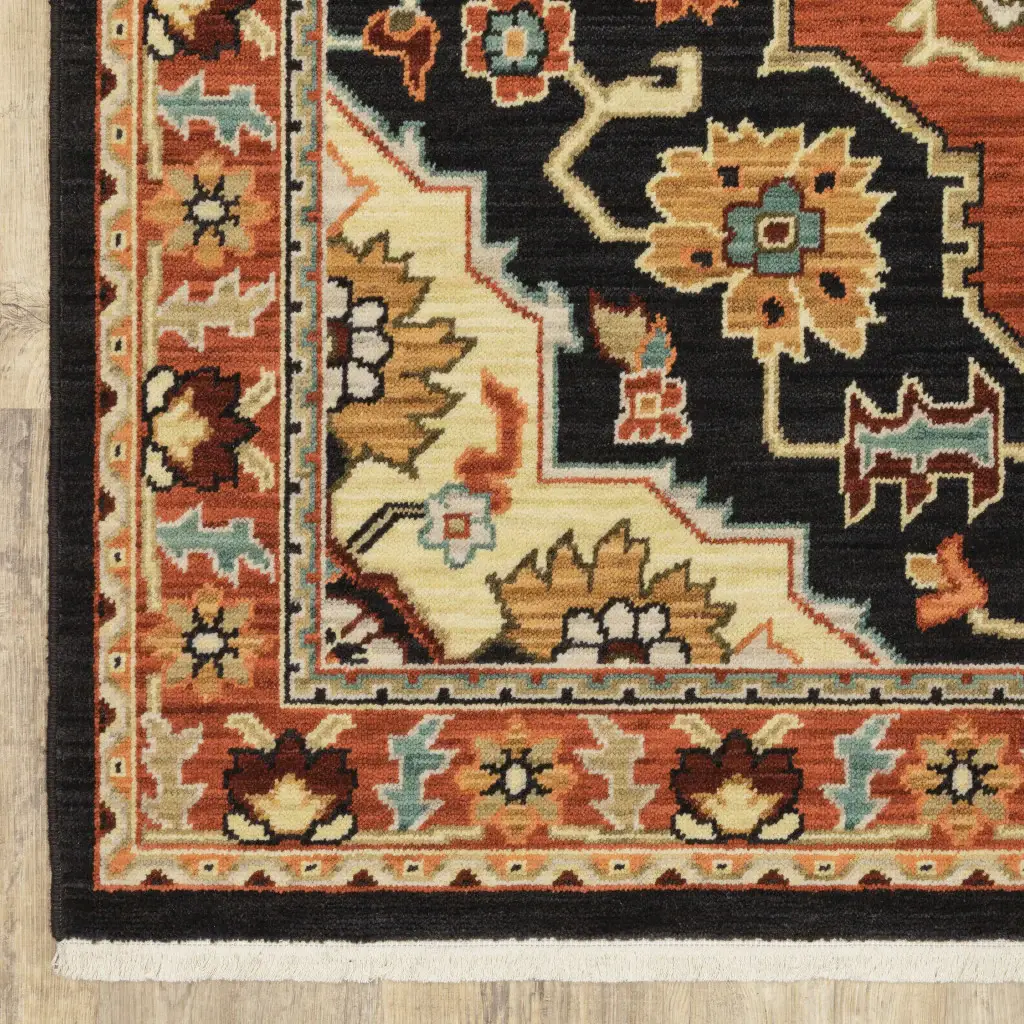 5' X 8' Red and Black Oriental Power Loom Area Rug - Image 4