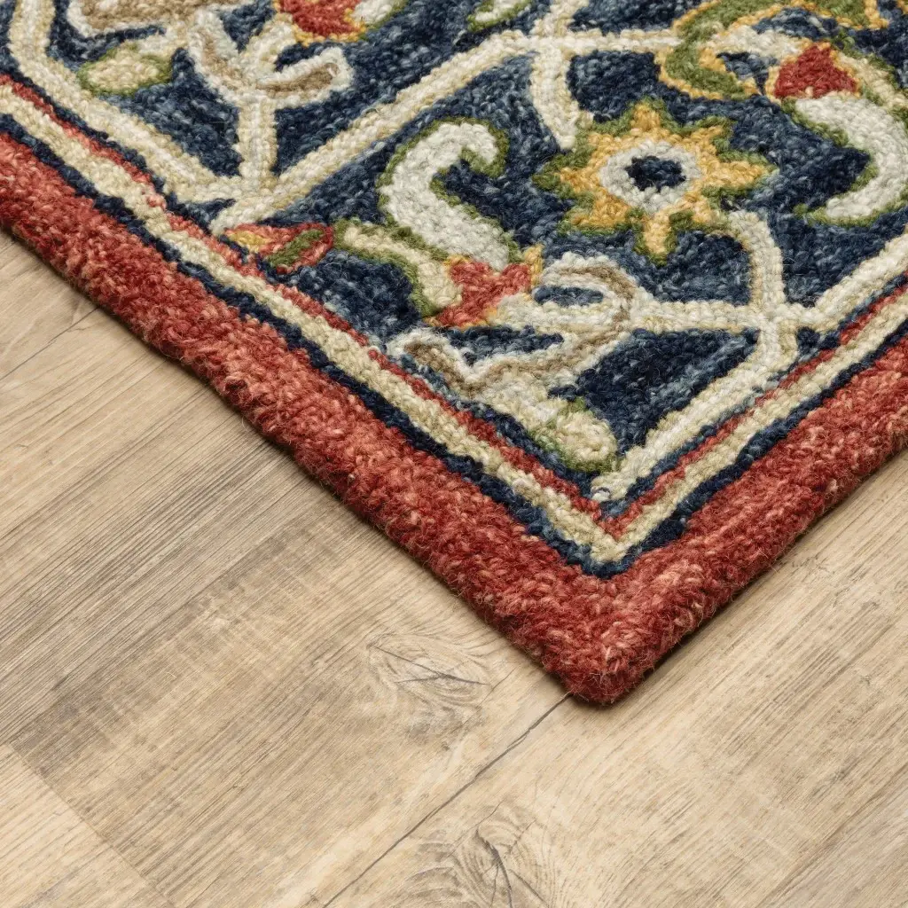 5' X 8' Red And Blue Bohemian Area Rug - Image 4