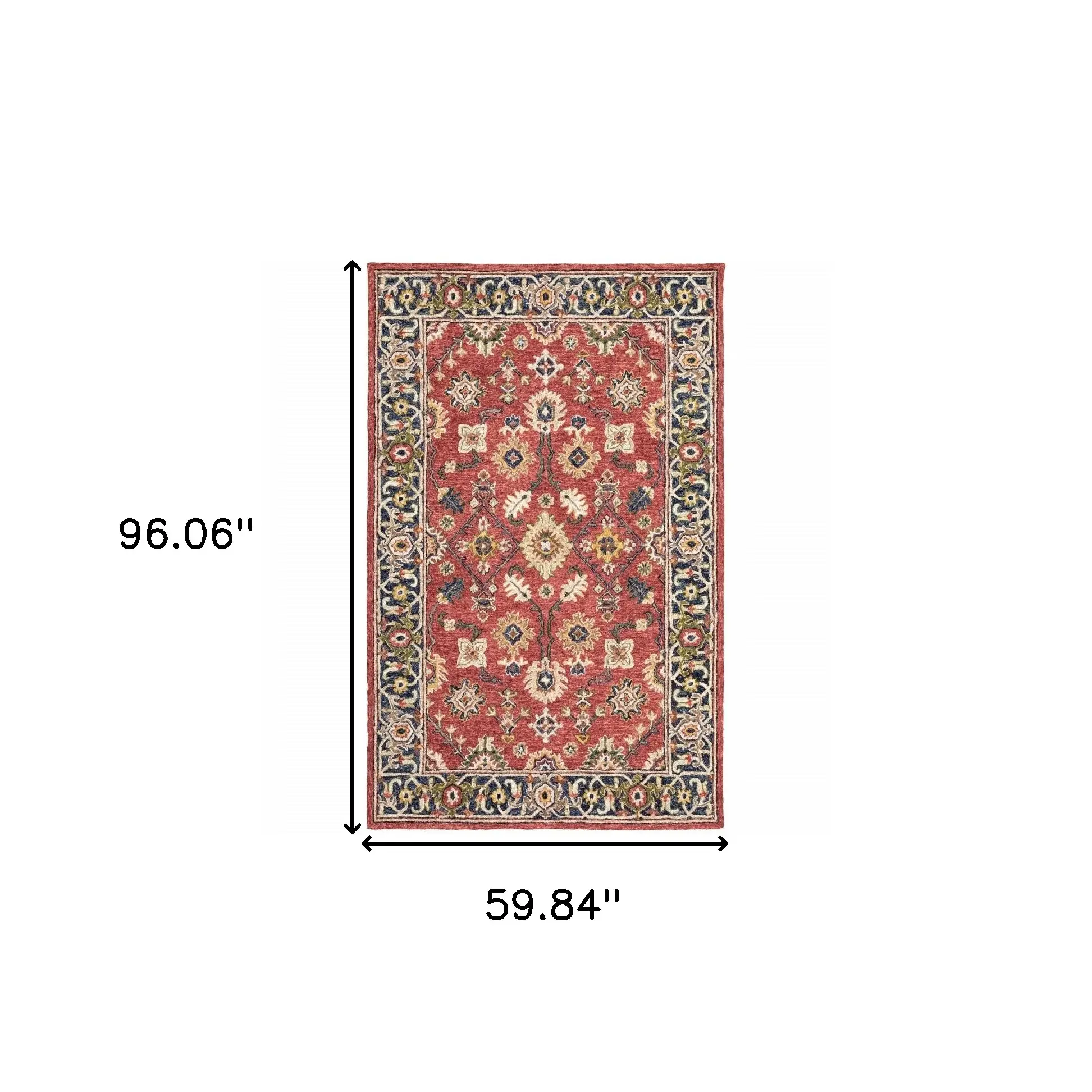 5' X 8' Red And Blue Bohemian Area Rug - Image 5