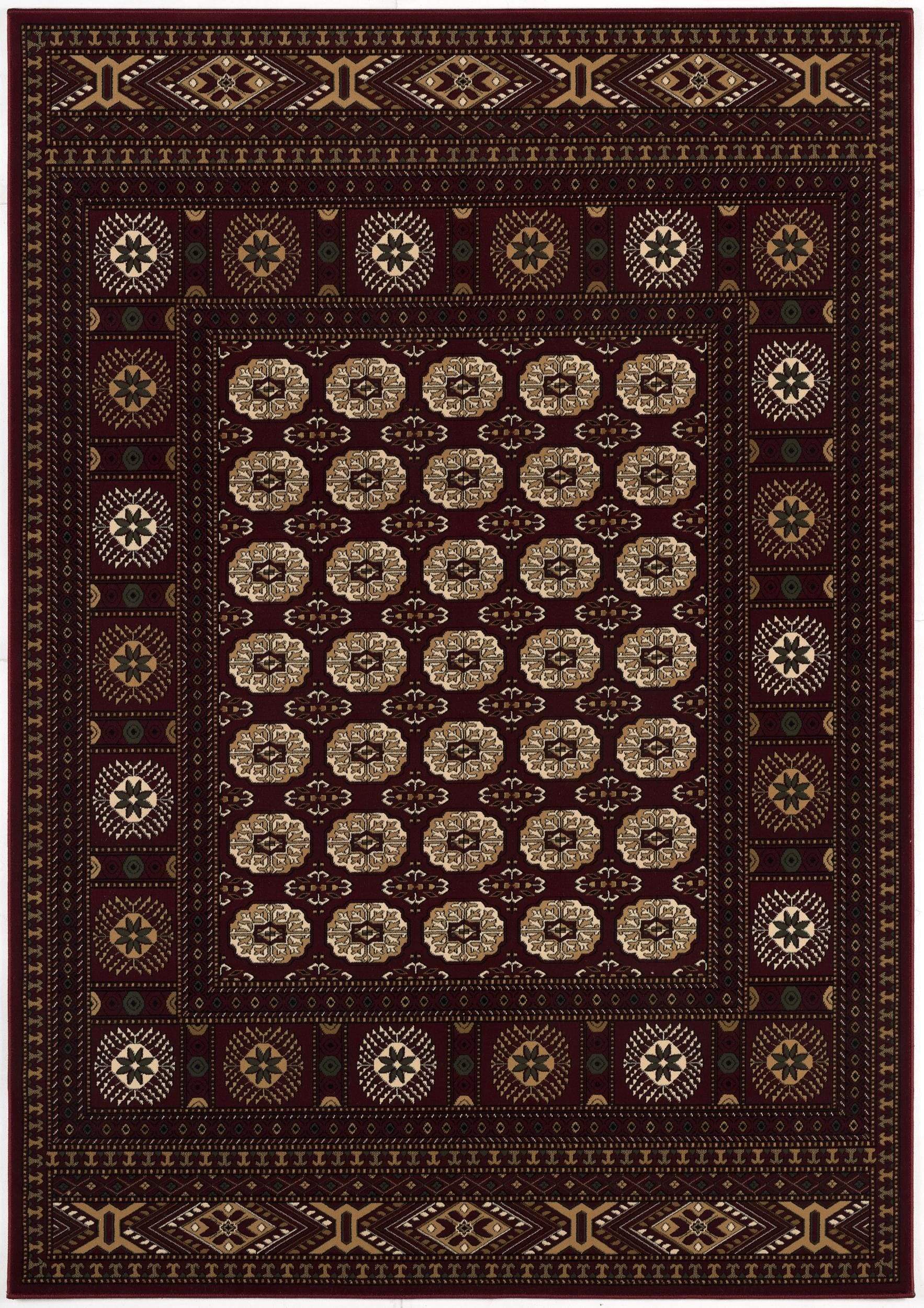5' X 8' Red and Ivory Floral Medallion Power Loom Area Rug - Image 2