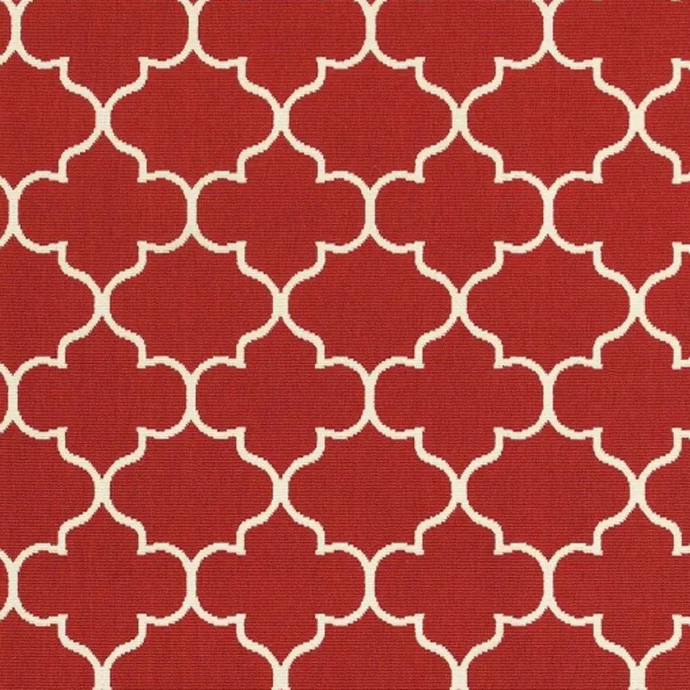 5' X 8' Red and Ivory Indoor Outdoor Area Rug - Image 4