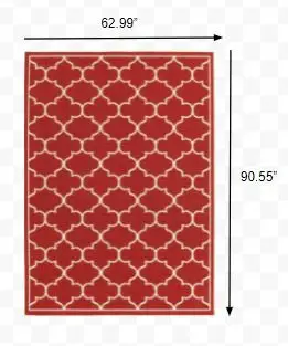 5' X 8' Red and Ivory Indoor Outdoor Area Rug - Image 5
