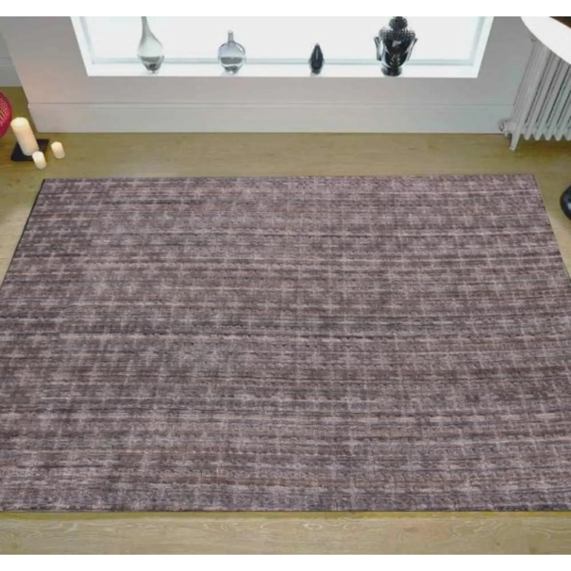 5' X 8' Rust And Tan Plaid Cross Hand Loomed Area Rug - Image 4