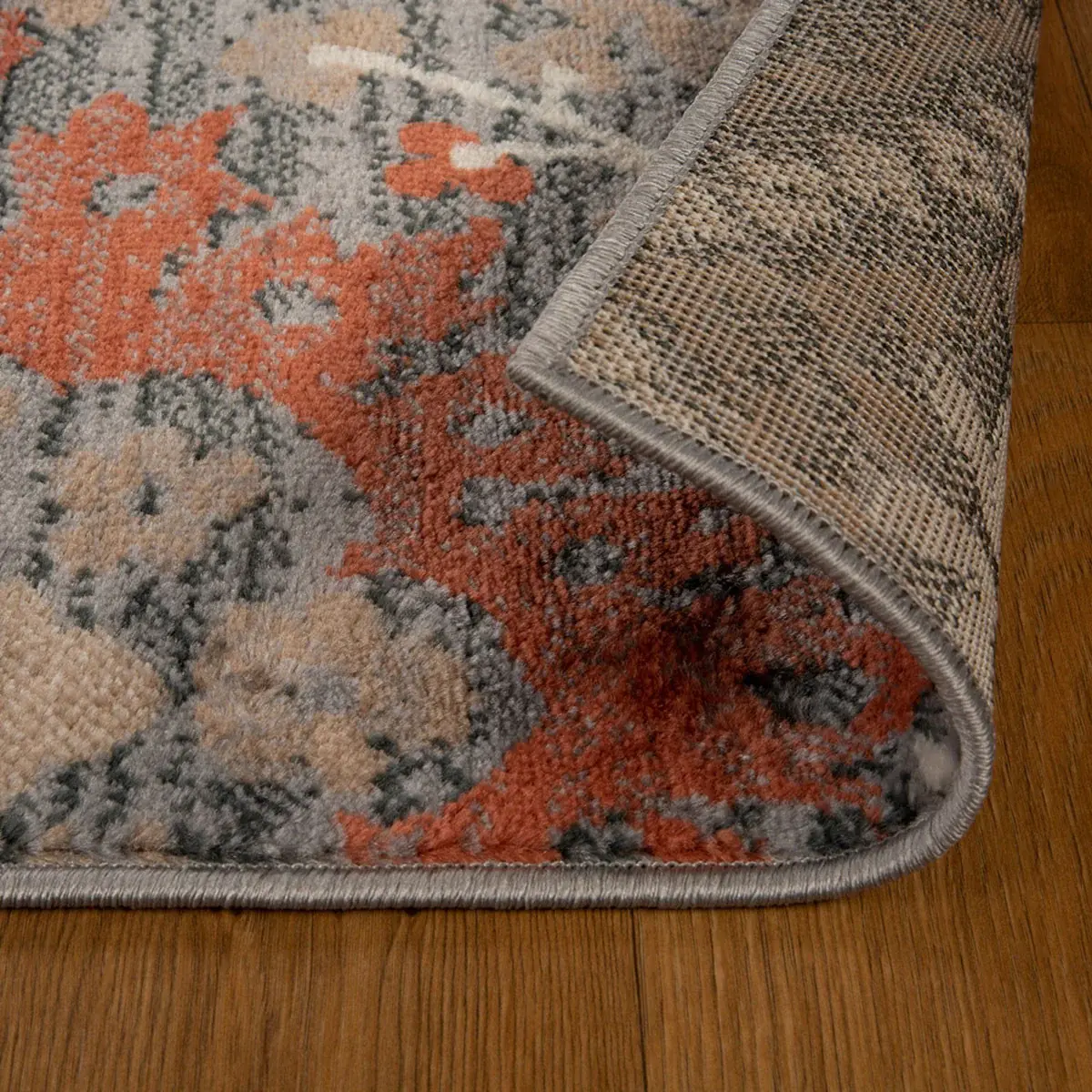 5' X 8' Rust Floral Stain Resistant Area Rug - Image 5