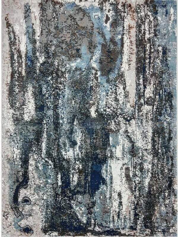 5' X 8' Shades of Blue and Gray Abstract Marble Area Rug - Image 4