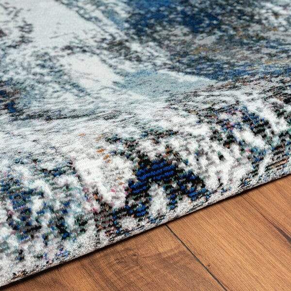 5' X 8' Shades of Blue and Gray Abstract Marble Area Rug - Image 5