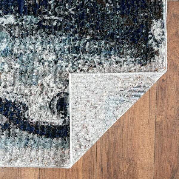 5' X 8' Shades of Blue and Gray Abstract Marble Area Rug - Image 6