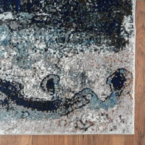 5' X 8' Shades of Blue and Gray Abstract Marble Area Rug - Image 7