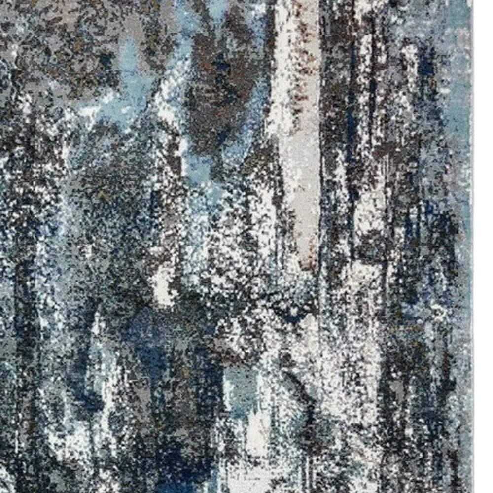 5' X 8' Shades of Blue and Gray Abstract Marble Area Rug - Image 8