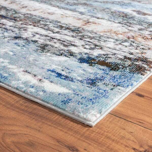 5' X 8' Shades of Blue and Gray Abstract Marble Area Rug - Image 9