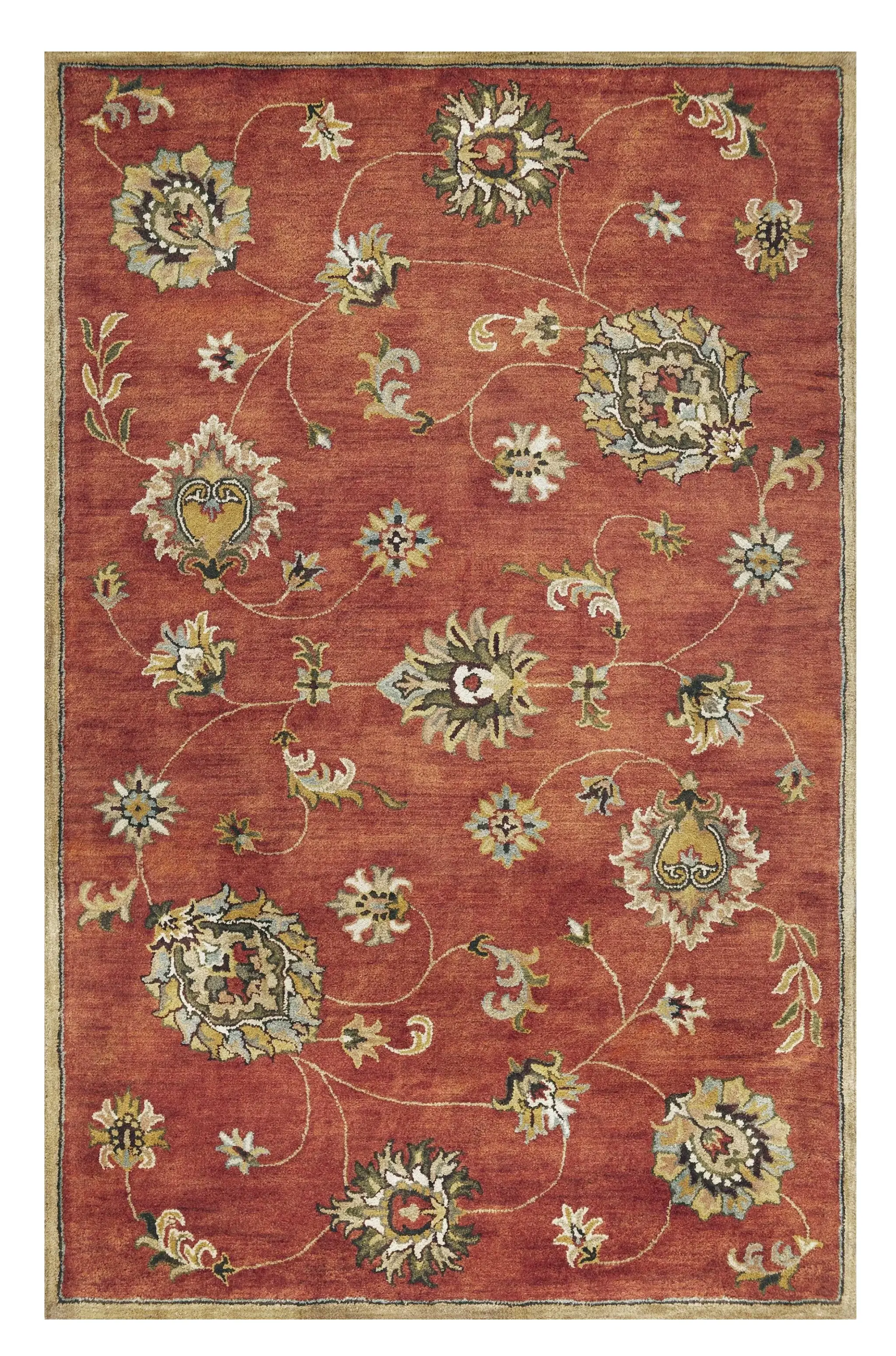 5' X 8' Sienna Floral Vine Wool Indoor Area Rug - Image 2