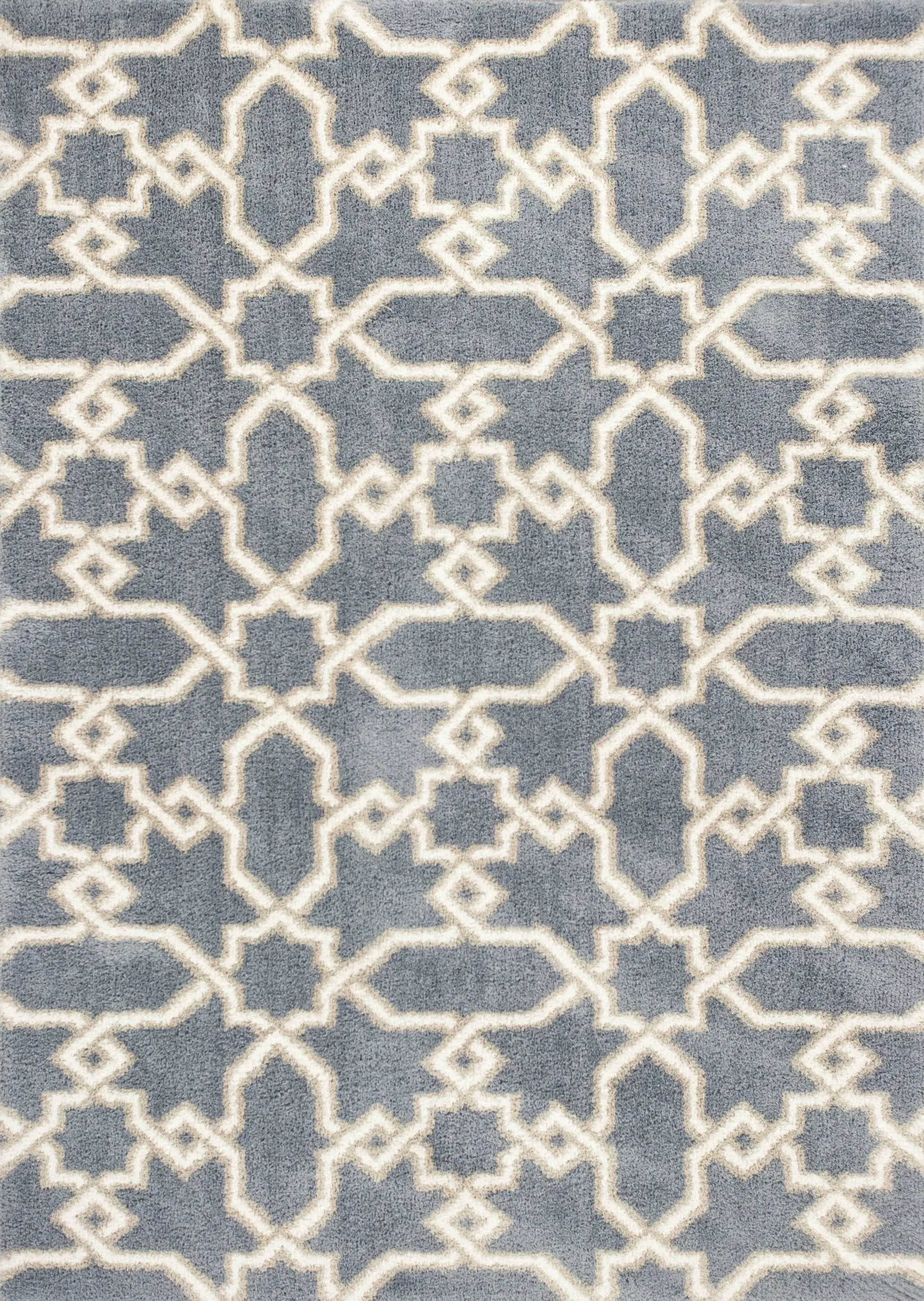5' X 8' Slate Blue Geometric Pattern Microfiber Indoor Area Rug - Image 4