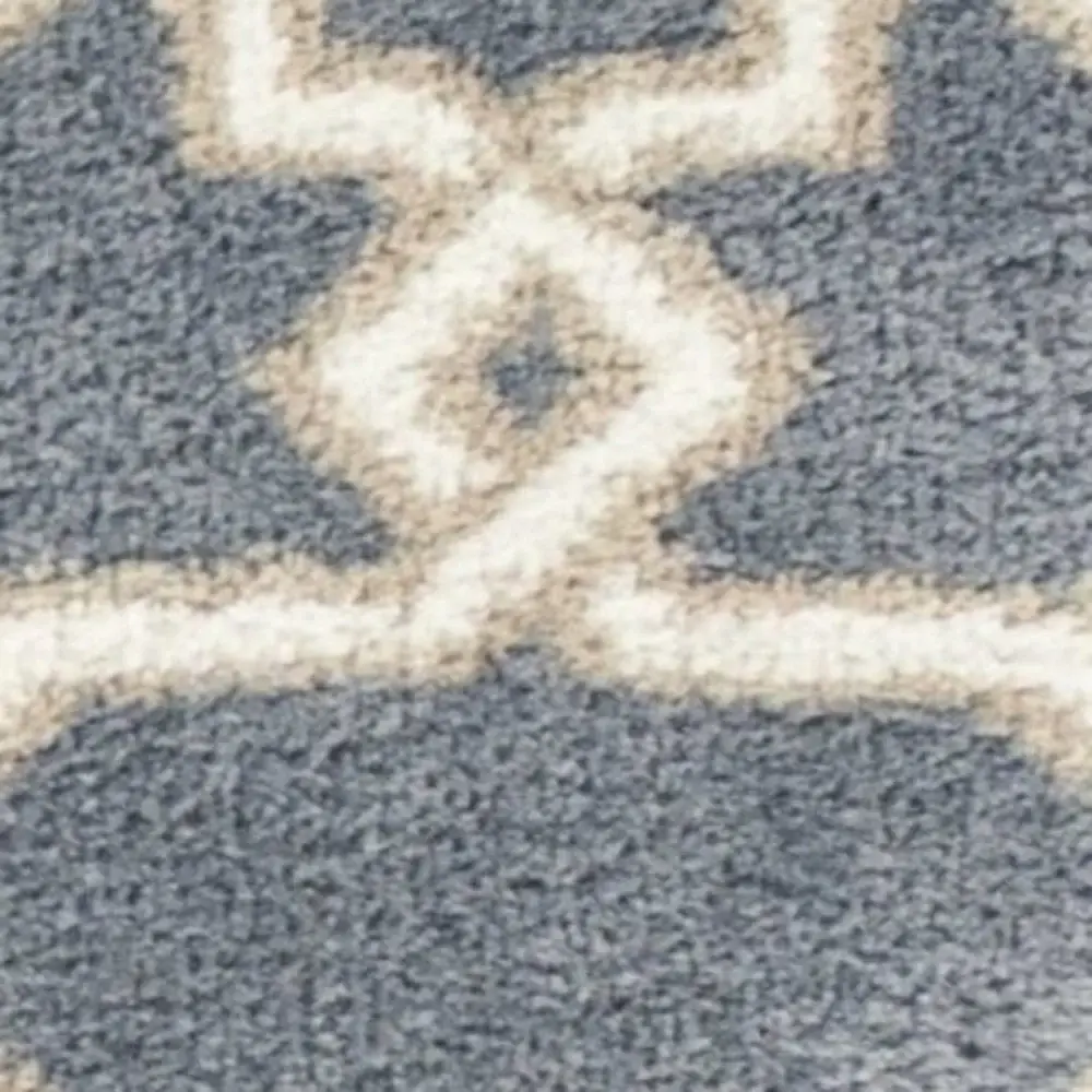 5' X 8' Slate Blue Geometric Pattern Microfiber Indoor Area Rug - Image 6