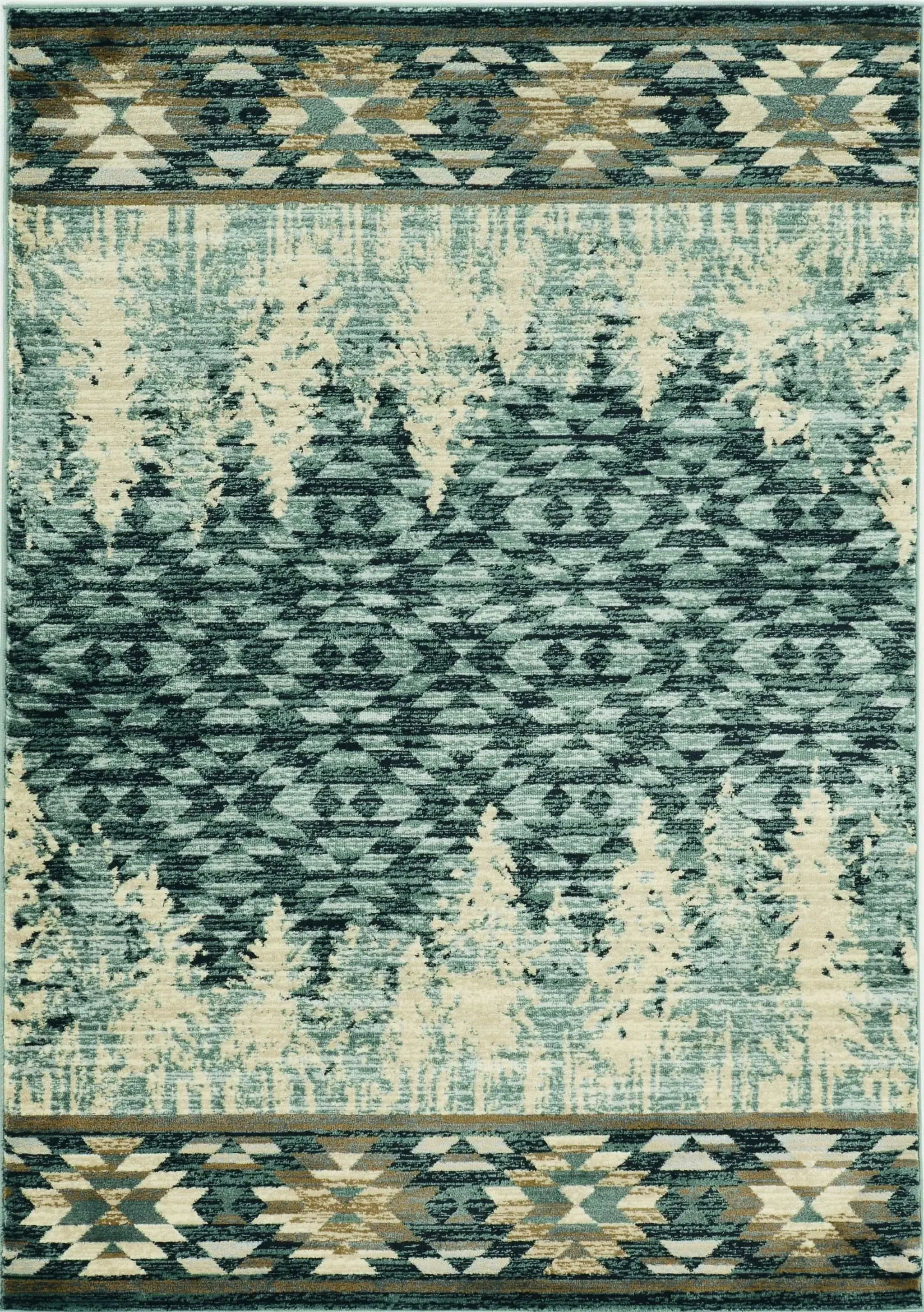 5' X 8' Slate Blue Winter Pine Trees Area Rug - Image 2