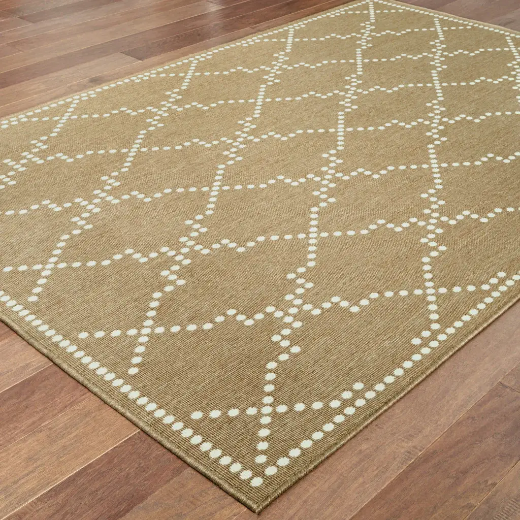 5' X 8' Tan Geometric Stain Resistant Indoor Outdoor Area Rug - Image 4