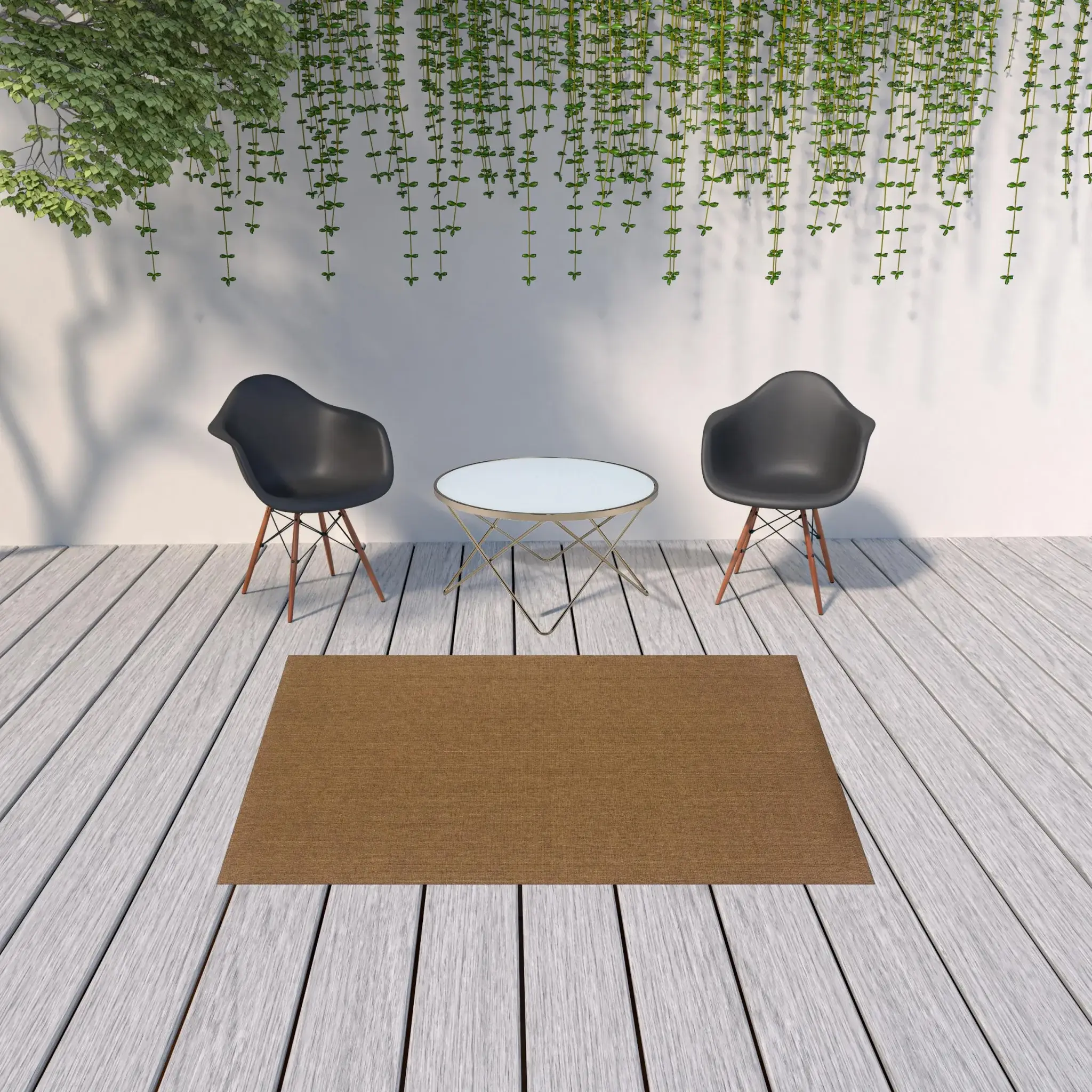 5' X 8' Tan Stain Resistant Indoor Outdoor Area Rug - Image 2