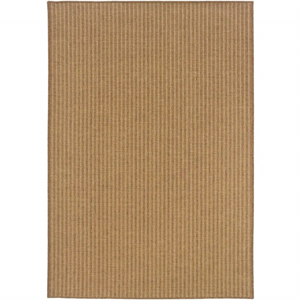 5' X 8' Tan Striped Stain Resistant Indoor Outdoor Area Rug