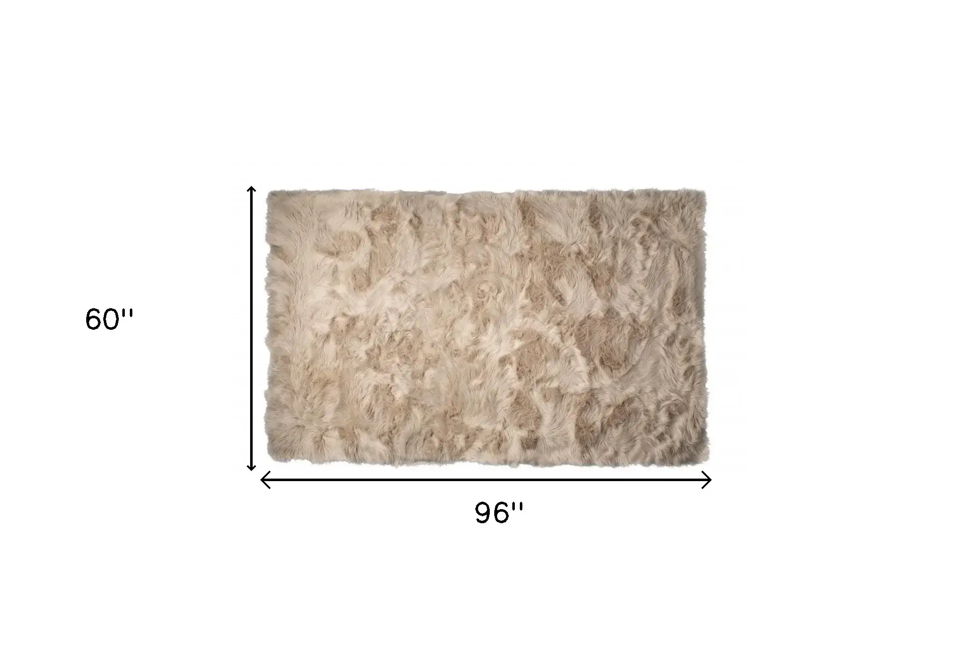 5' X 8' Taupe Faux Fur Non Skid Area Rug - Image 3