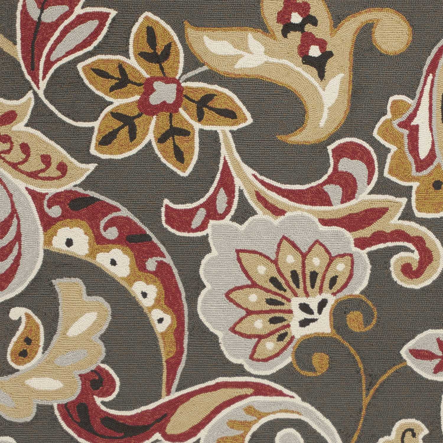 5' X 8' Taupe Floral Handmade Indoor Outdoor Area Rug - Image 6