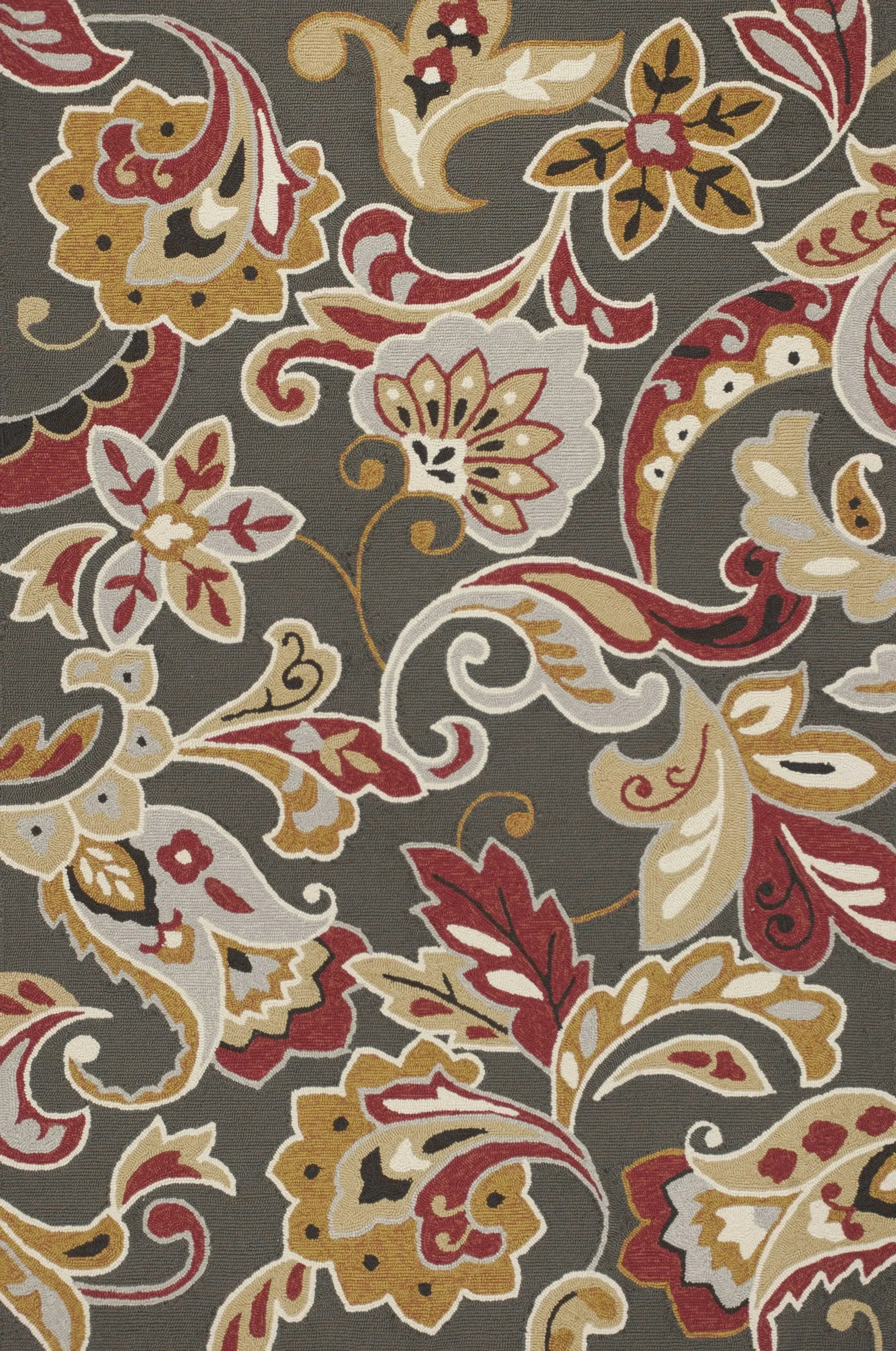 5' X 8' Taupe Floral Handmade Indoor Outdoor Area Rug - Image 8