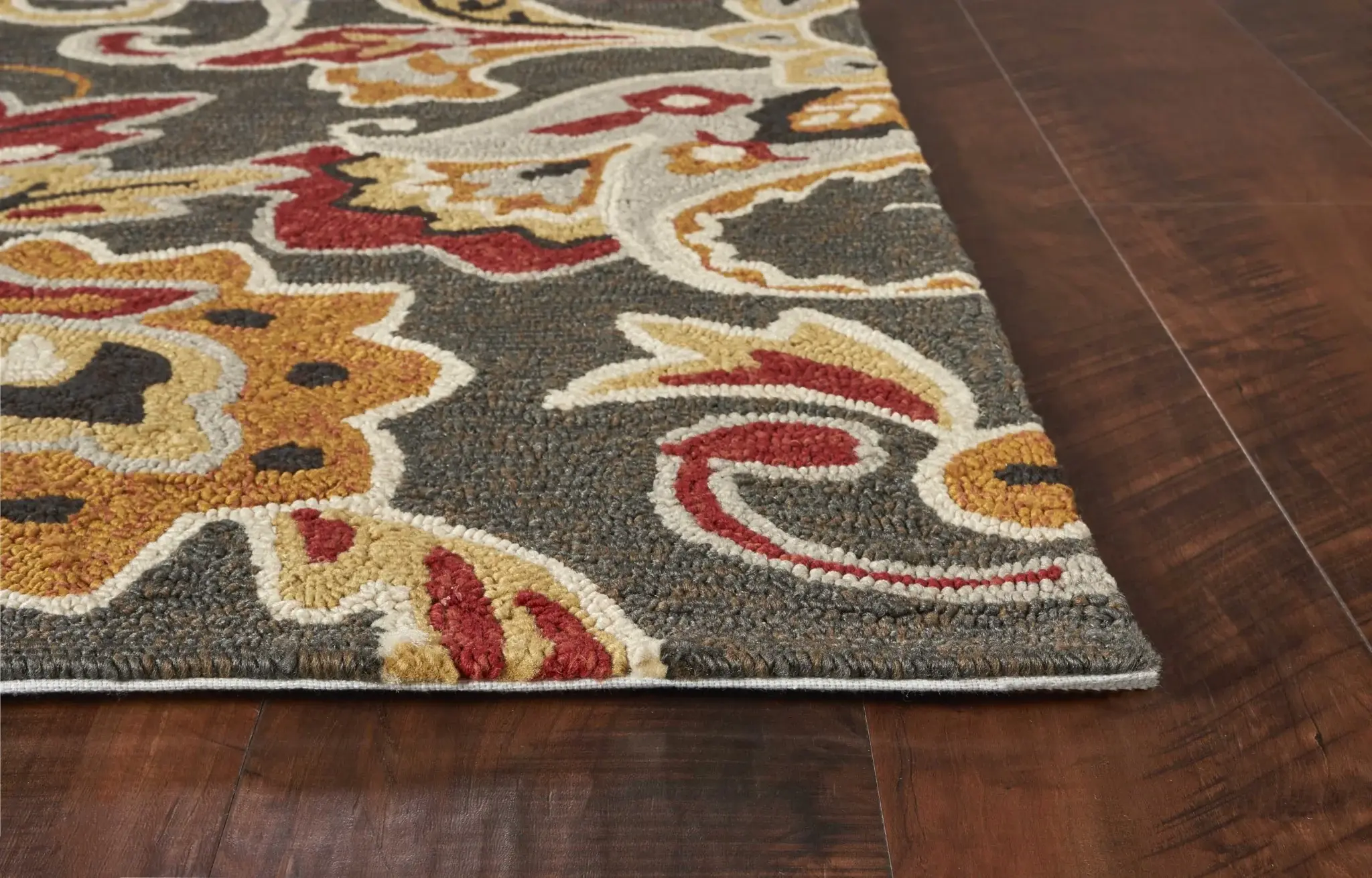 5' X 8' Taupe Floral Handmade Indoor Outdoor Area Rug - Image 9